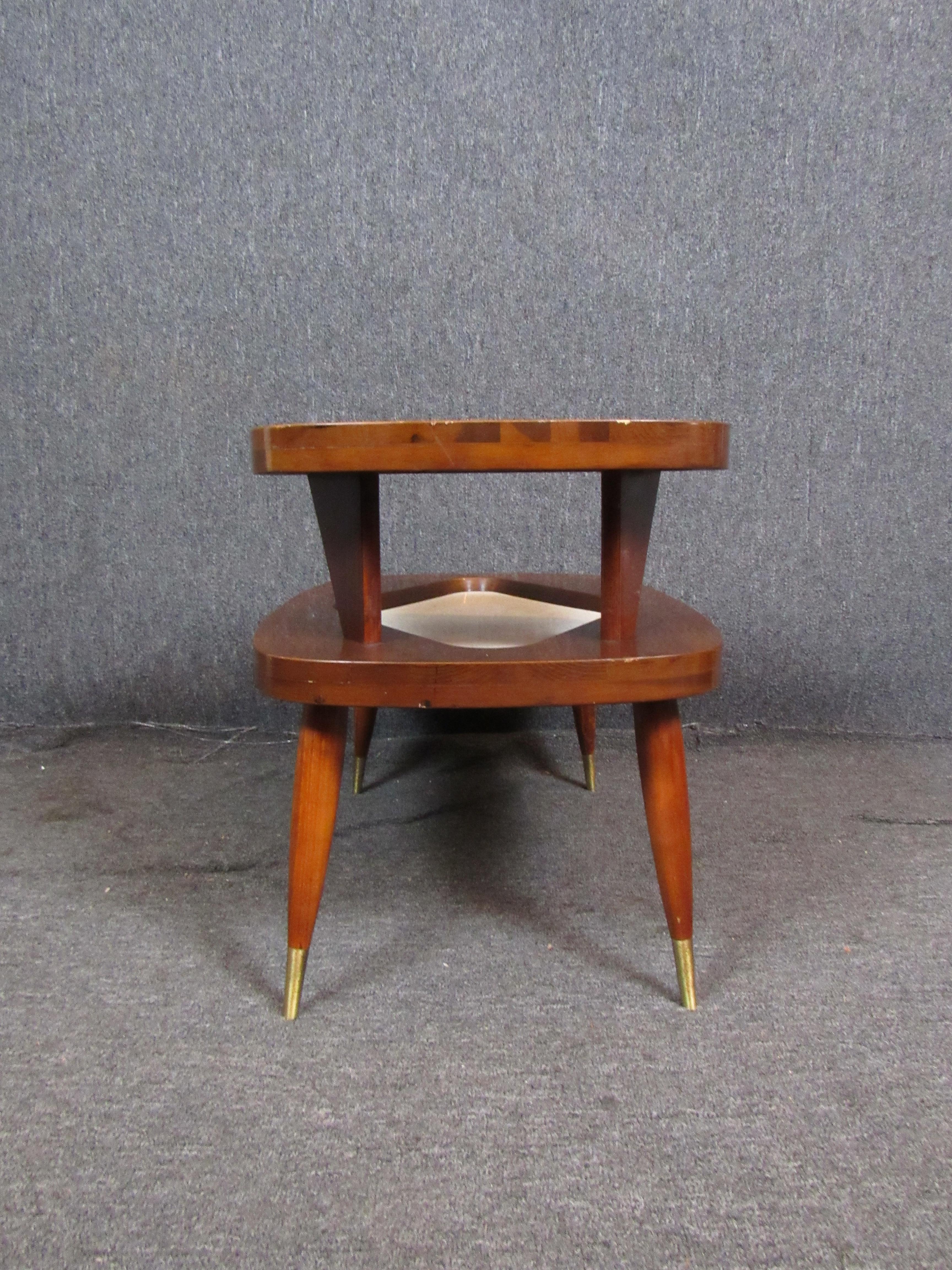 Inlay Vintage Formica & Walnut Step Tables For Sale
