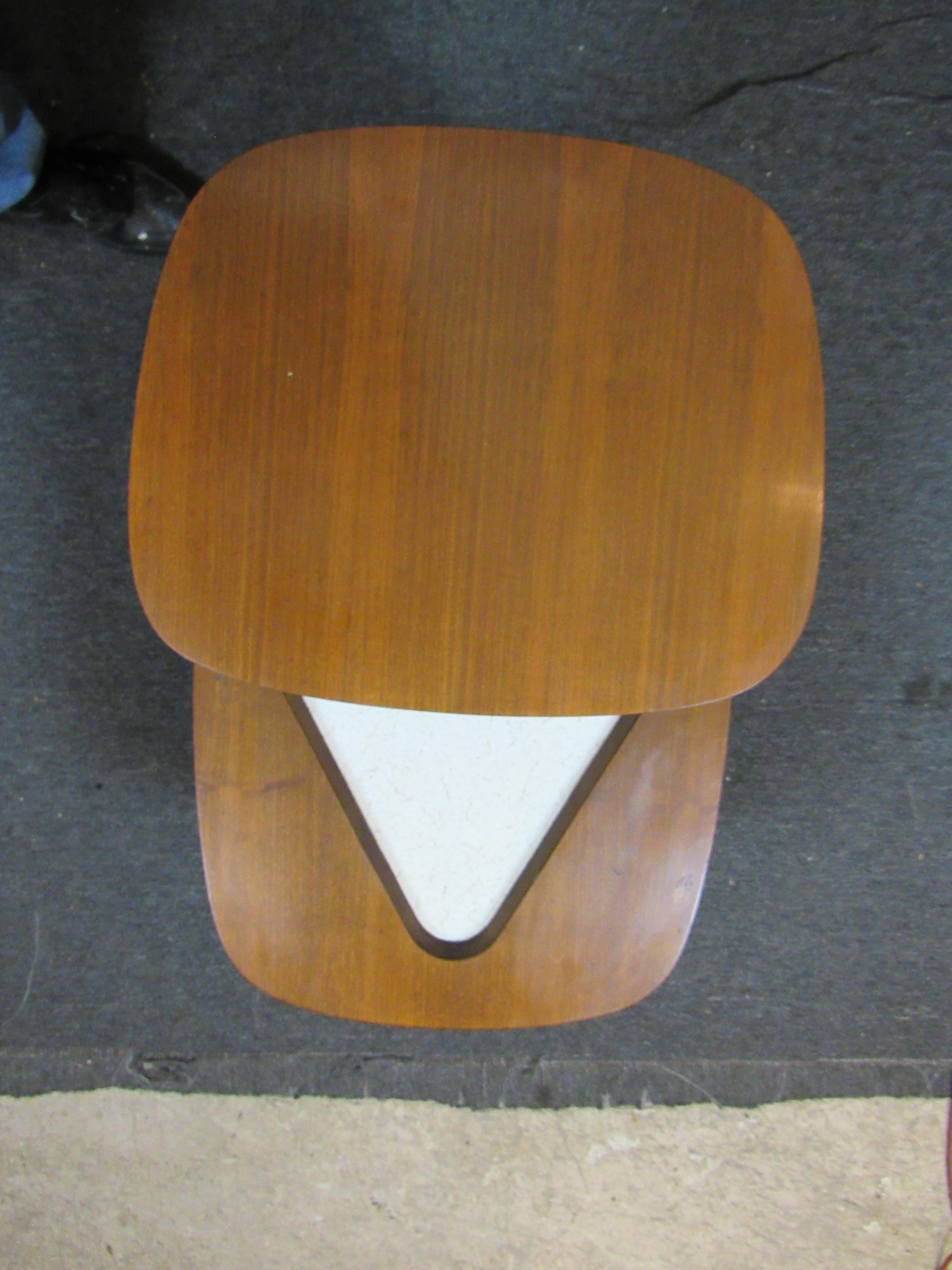 Vintage Formica & Walnut Step Tables In Good Condition For Sale In Brooklyn, NY