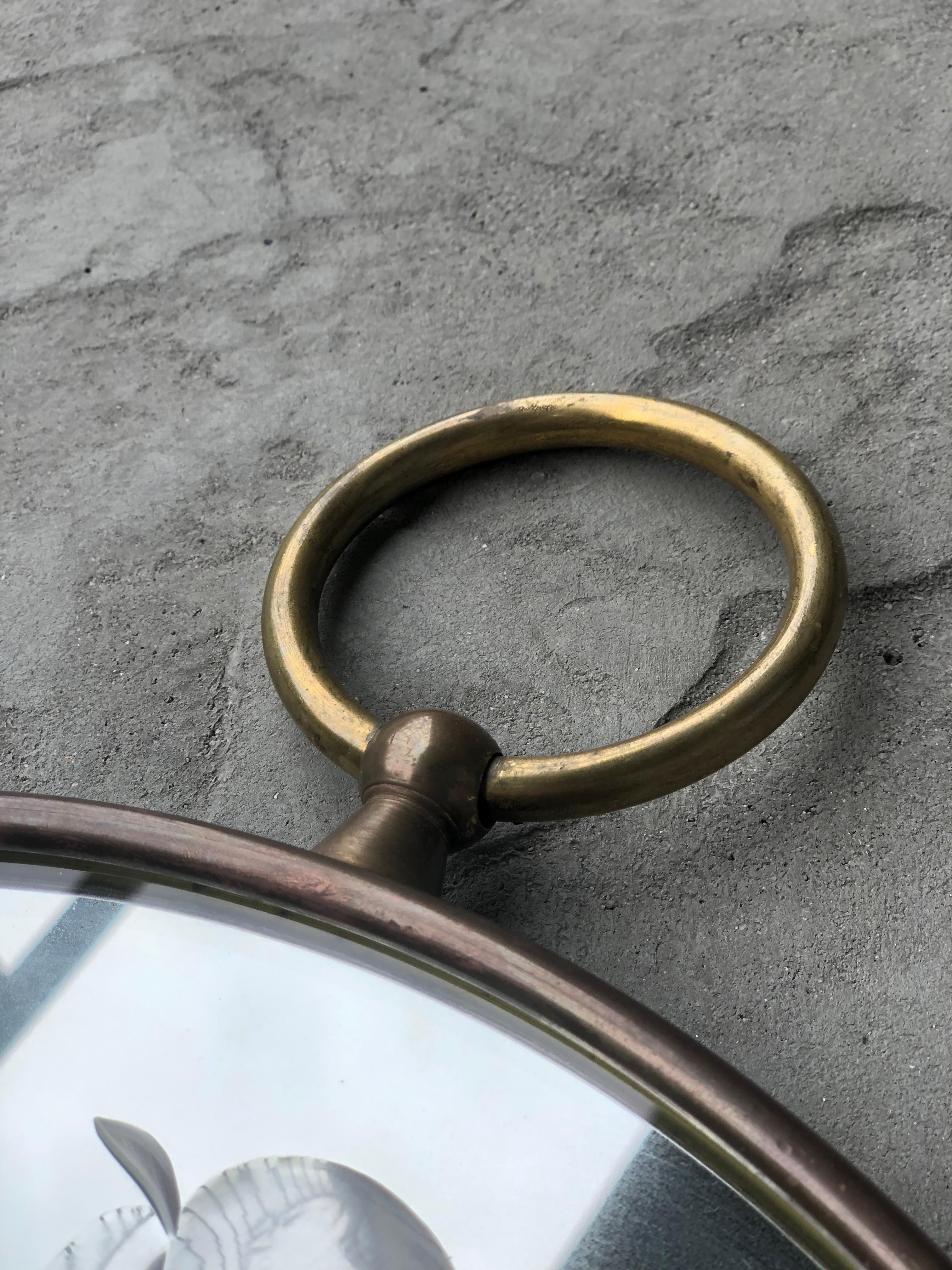 Italian Vintage Fornasetti Brass Mirror For Sale