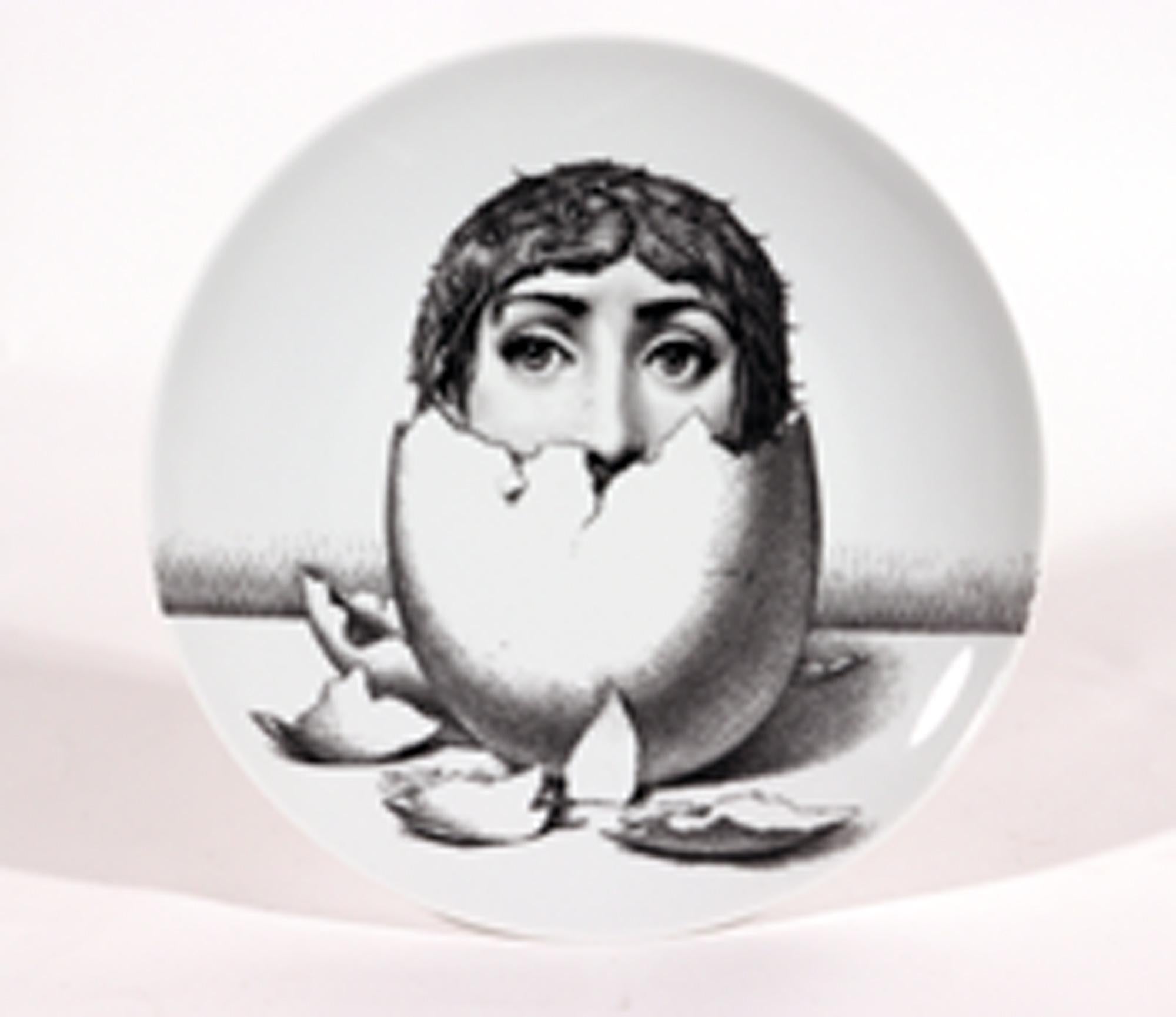 Italian Vintage Fornasetti Porcelain Surrealist Themes & Variation Plate, #258- Egg