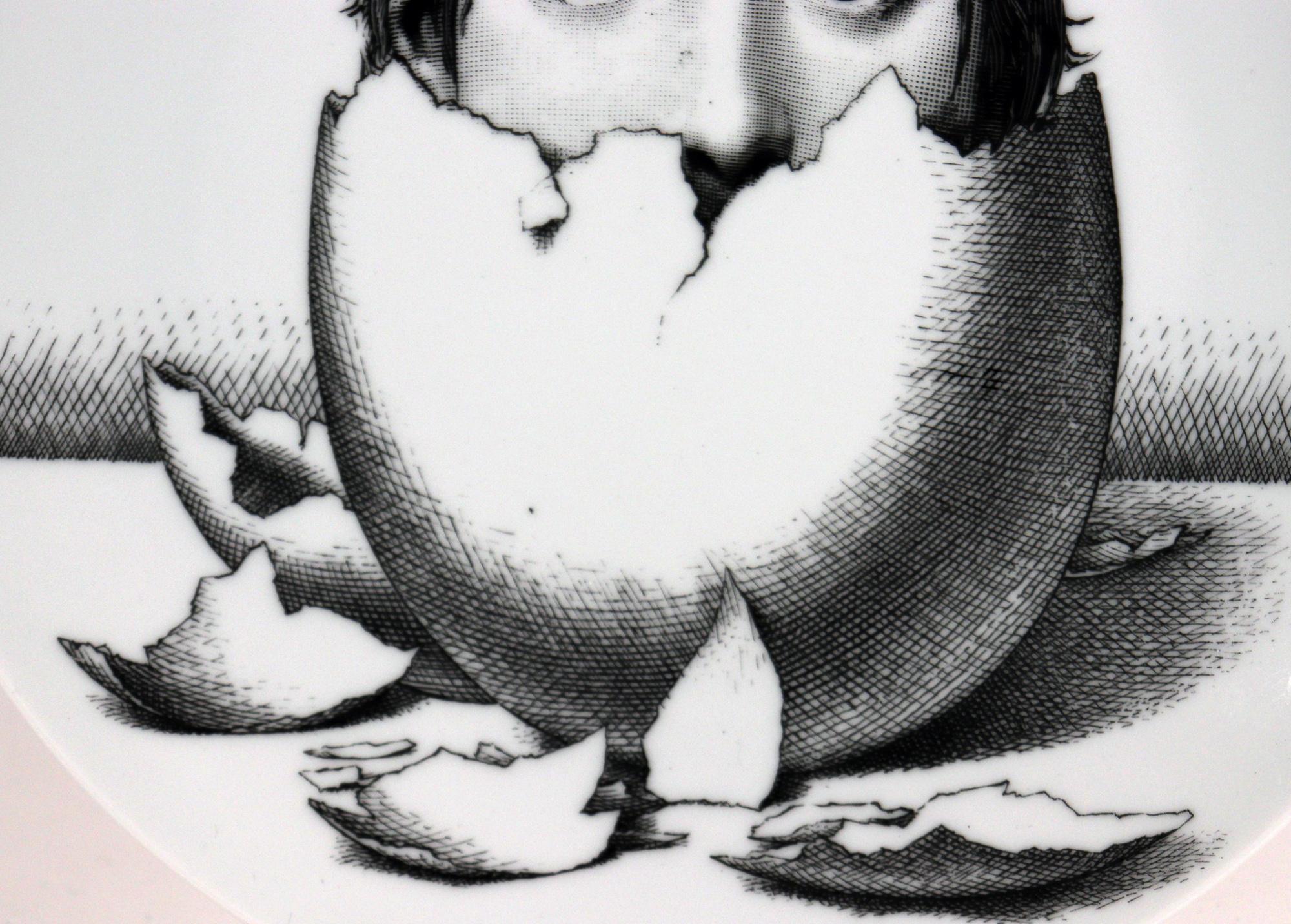 Vintage Fornasetti Porcelain Surrealist Themes & Variation Plate, #258- Egg 1