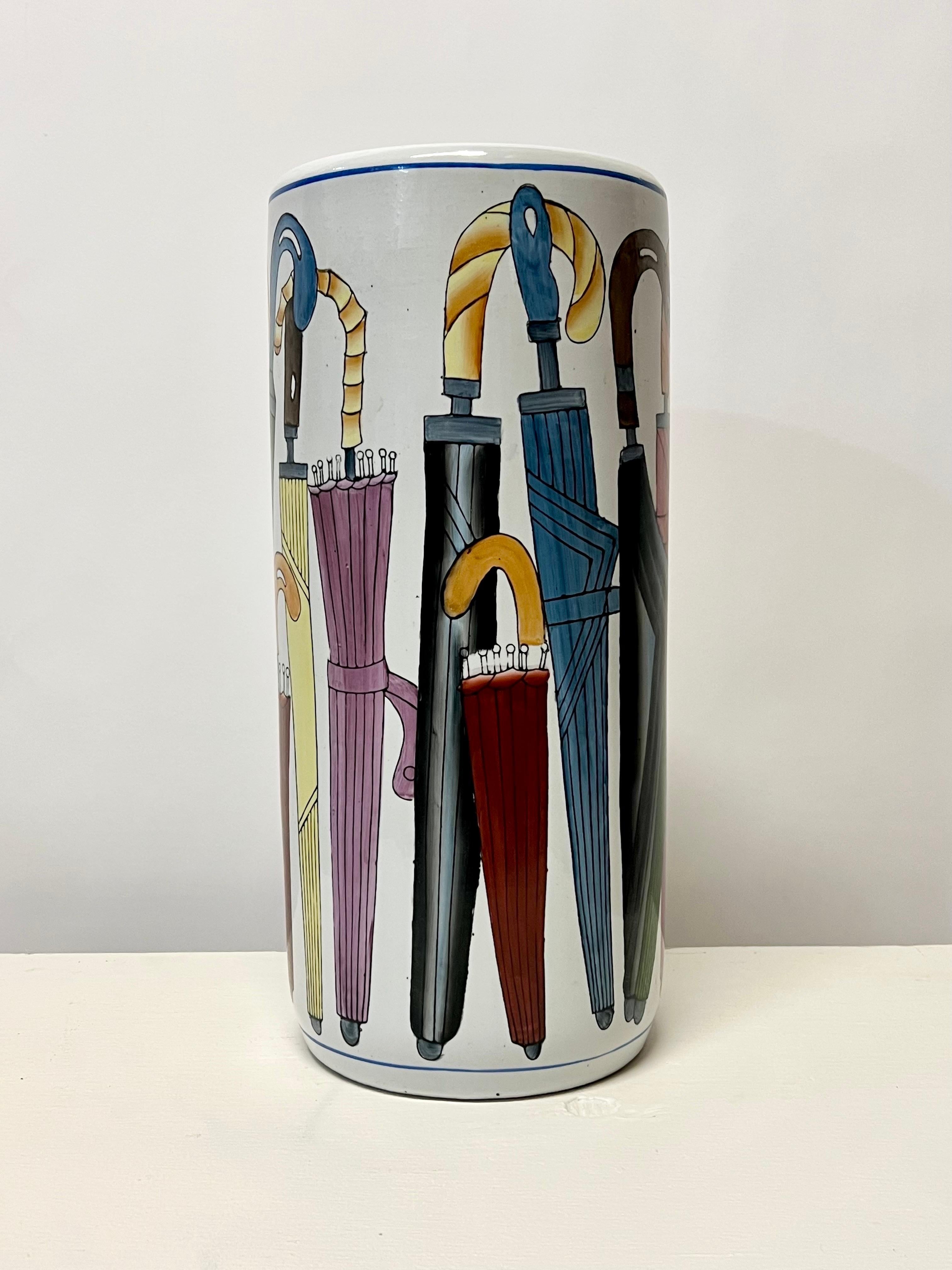 Modern Vintage Italian Ceramic Umbrella Holder c1960s For Sale