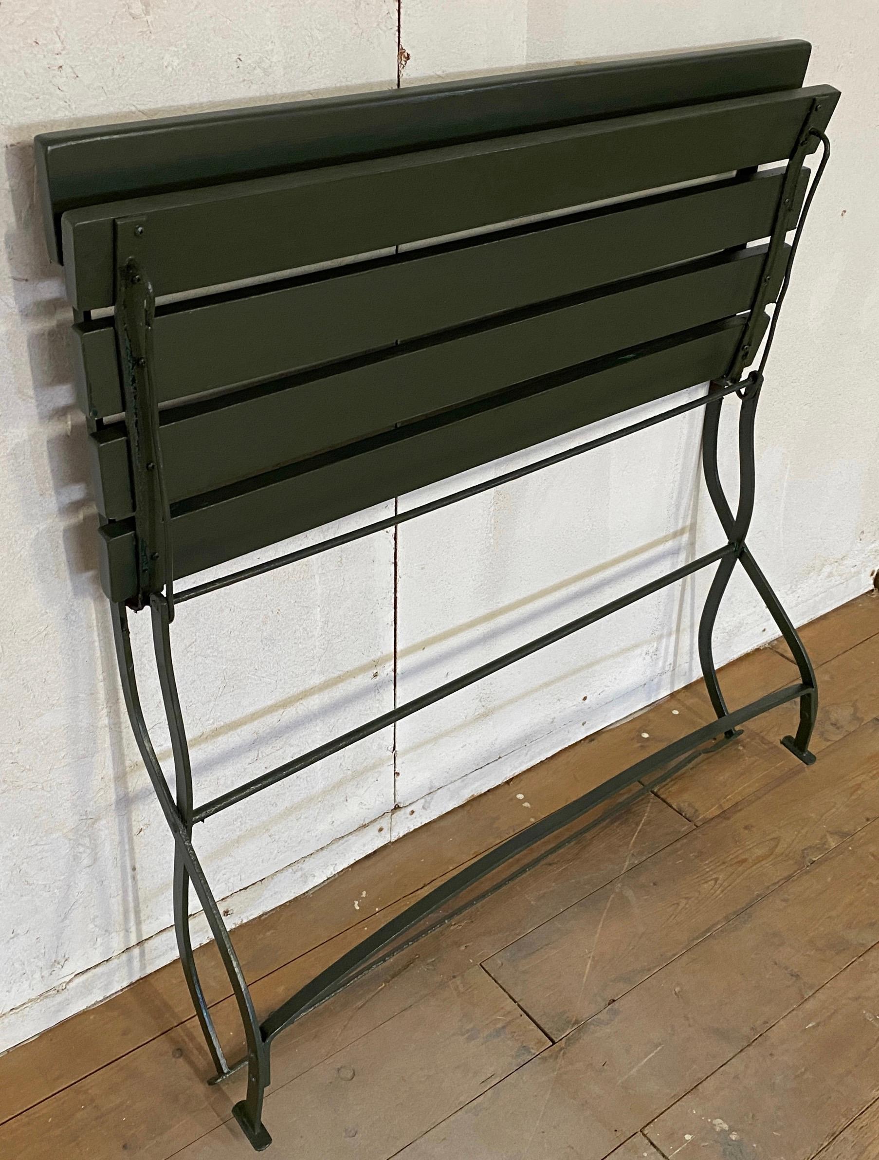Painted Vintage Forrest Green Folding Garden Bench For Sale