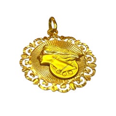 Vintage "Fortuna, Goddess of Luck" 18K Reversible Pendant