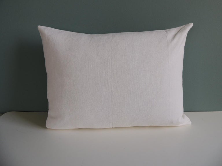 Cotton Vintage Fortuny Alderelli Fabric in Midnight and White Decorative Bolster Pillow For Sale