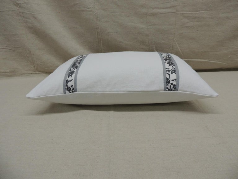 Hand-Crafted Vintage Fortuny Alderelli Fabric in Midnight and White Decorative Lumbar Pillow For Sale