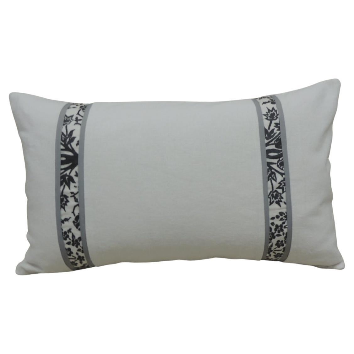 Vintage Fortuny Alderelli Fabric in Midnight and White Decorative Lumbar Pillow