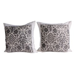 Retro Fortuny Alderelli Fabric in Midnight and White Decorative Square Pillow