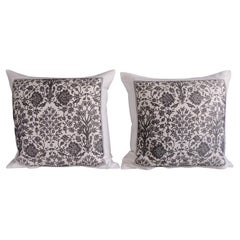 Vintage Fortuny Alderelli Fabric in Midnight and White Decorative Square Pillows