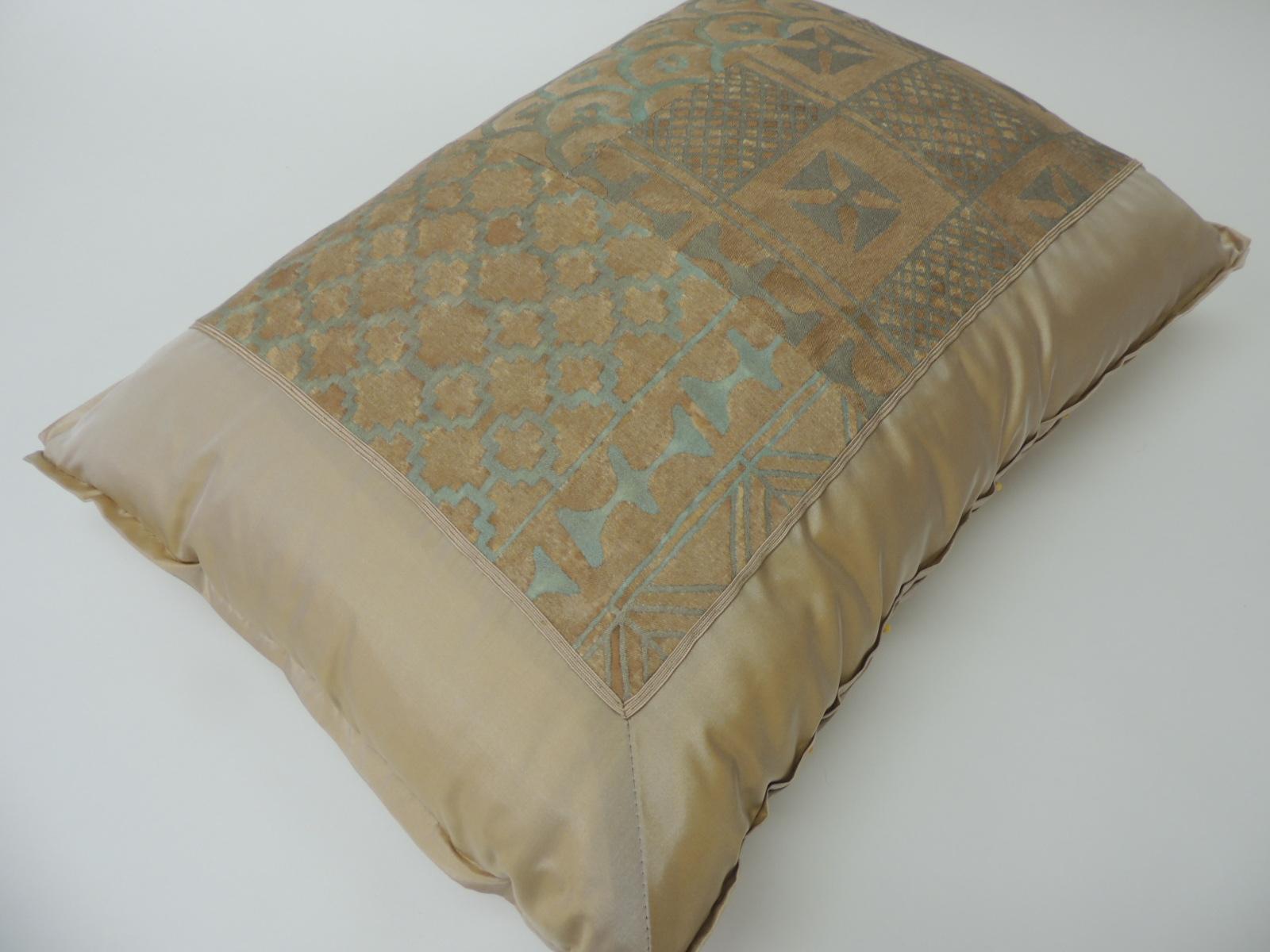 Tribal Vintage Fortuny “Ashanti” Copper on Silvery Bolster Decorative Pillow