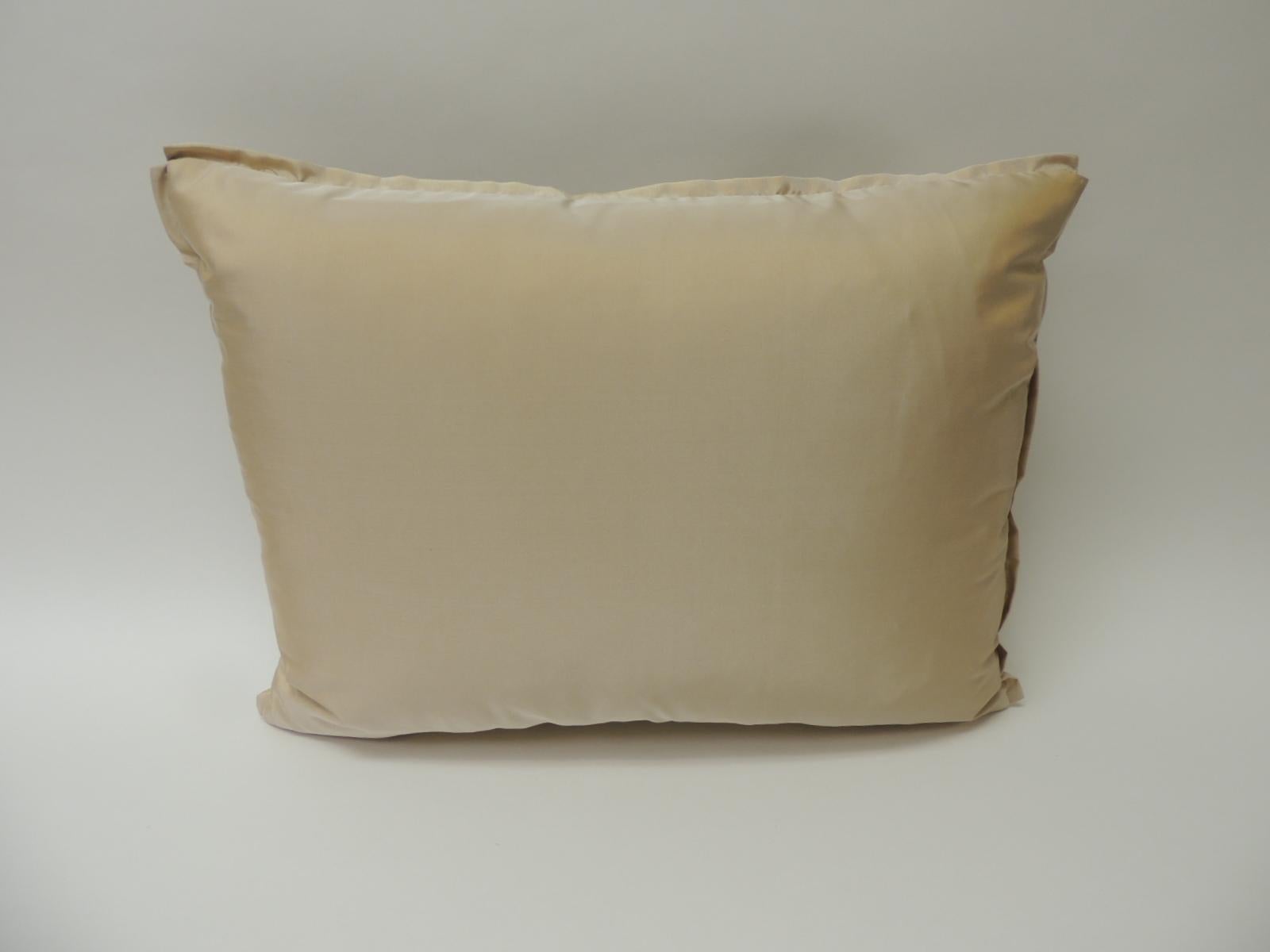 Italian Vintage Fortuny “Ashanti” Copper on Silvery Bolster Decorative Pillow