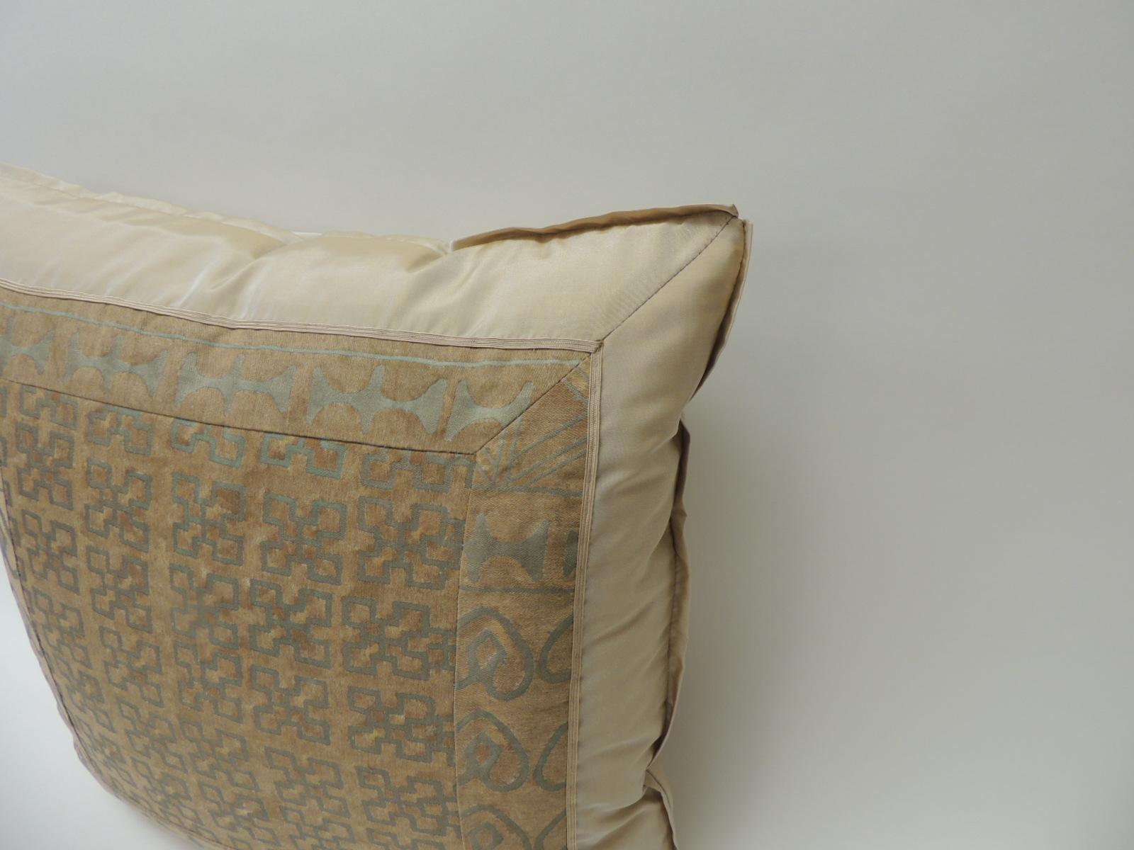 Tribal Vintage Fortuny “Ashanti” Copper on Silvery Decorative Pillow