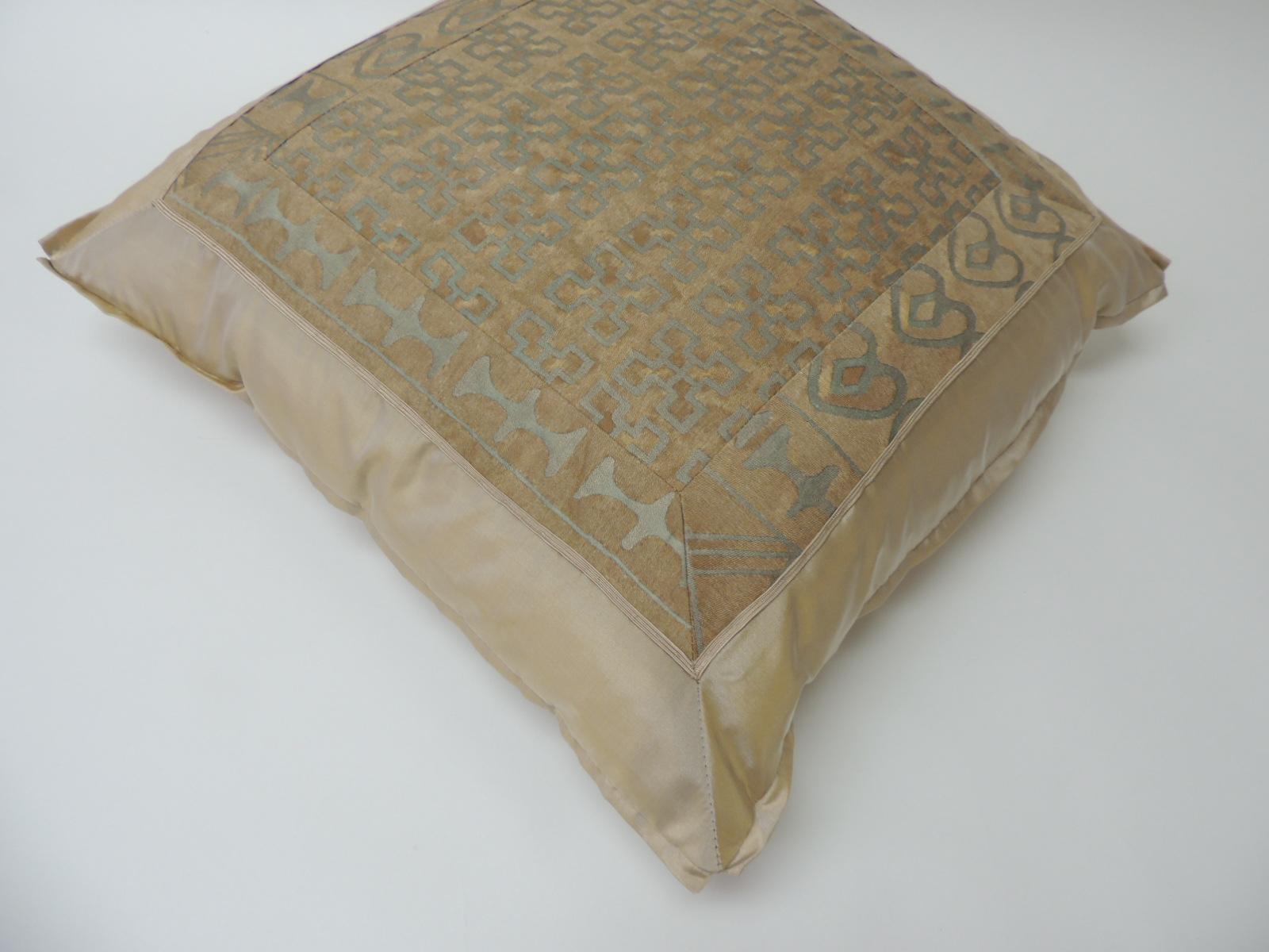 Italian Vintage Fortuny “Ashanti” Copper on Silvery Decorative Pillow