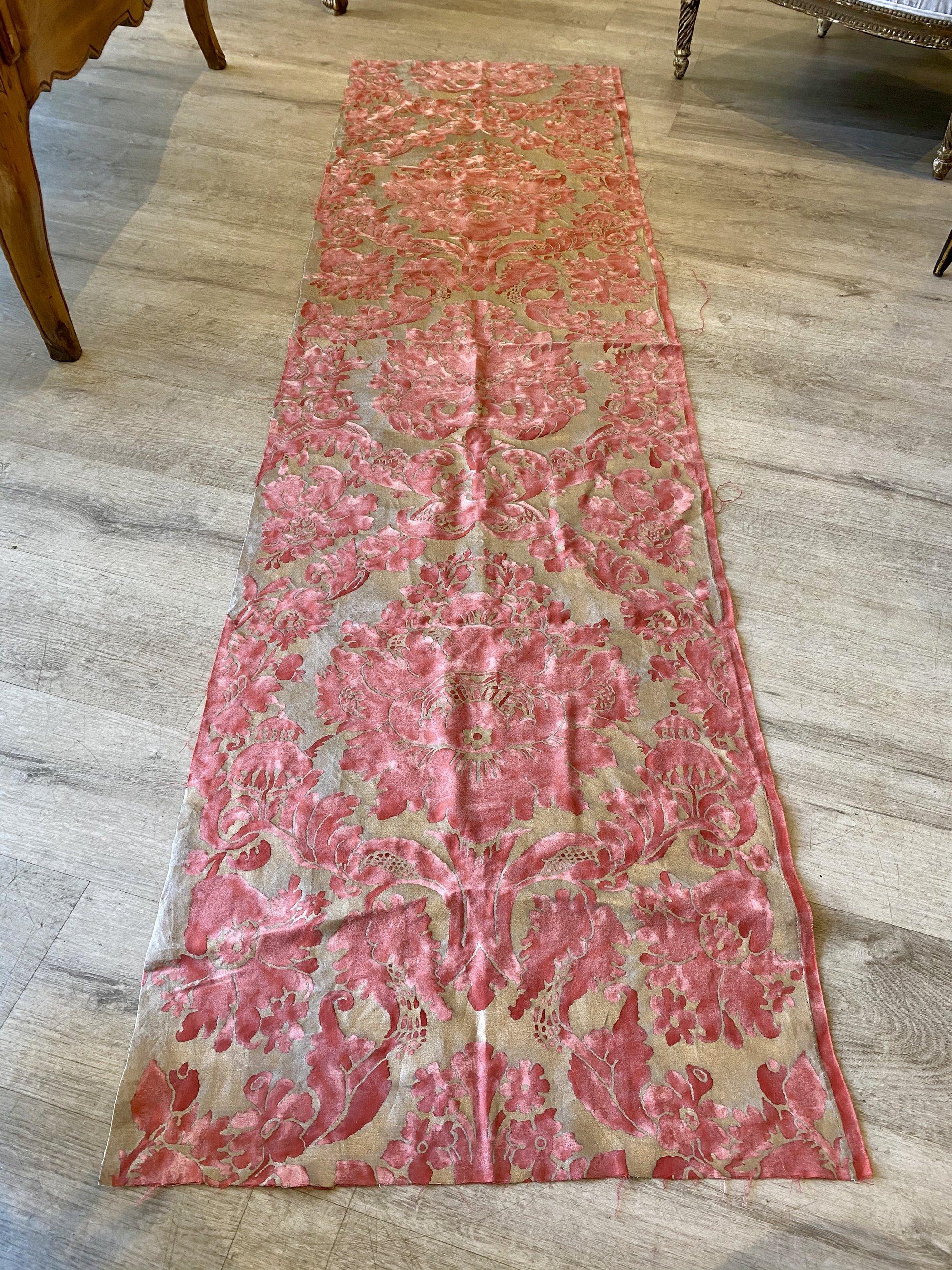Vintage Fortuny Cotton Fabric, Vivaldi Pattern In Excellent Condition In Doylestown, PA