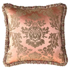 Vintage Fortuny Damask With Caterpillar Fringe Pillow