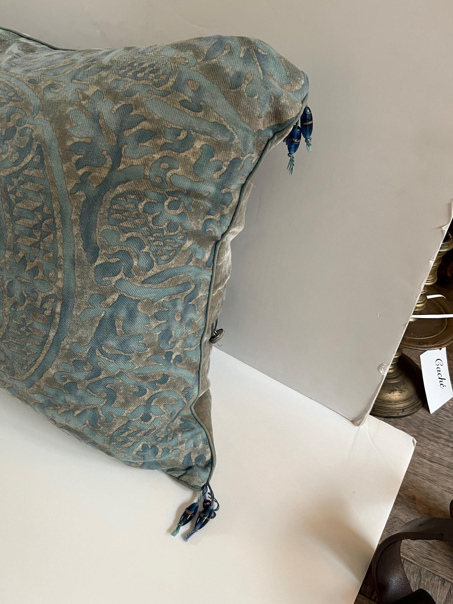 Hand-Crafted Vintage Fortuny Fabric Pillow For Sale