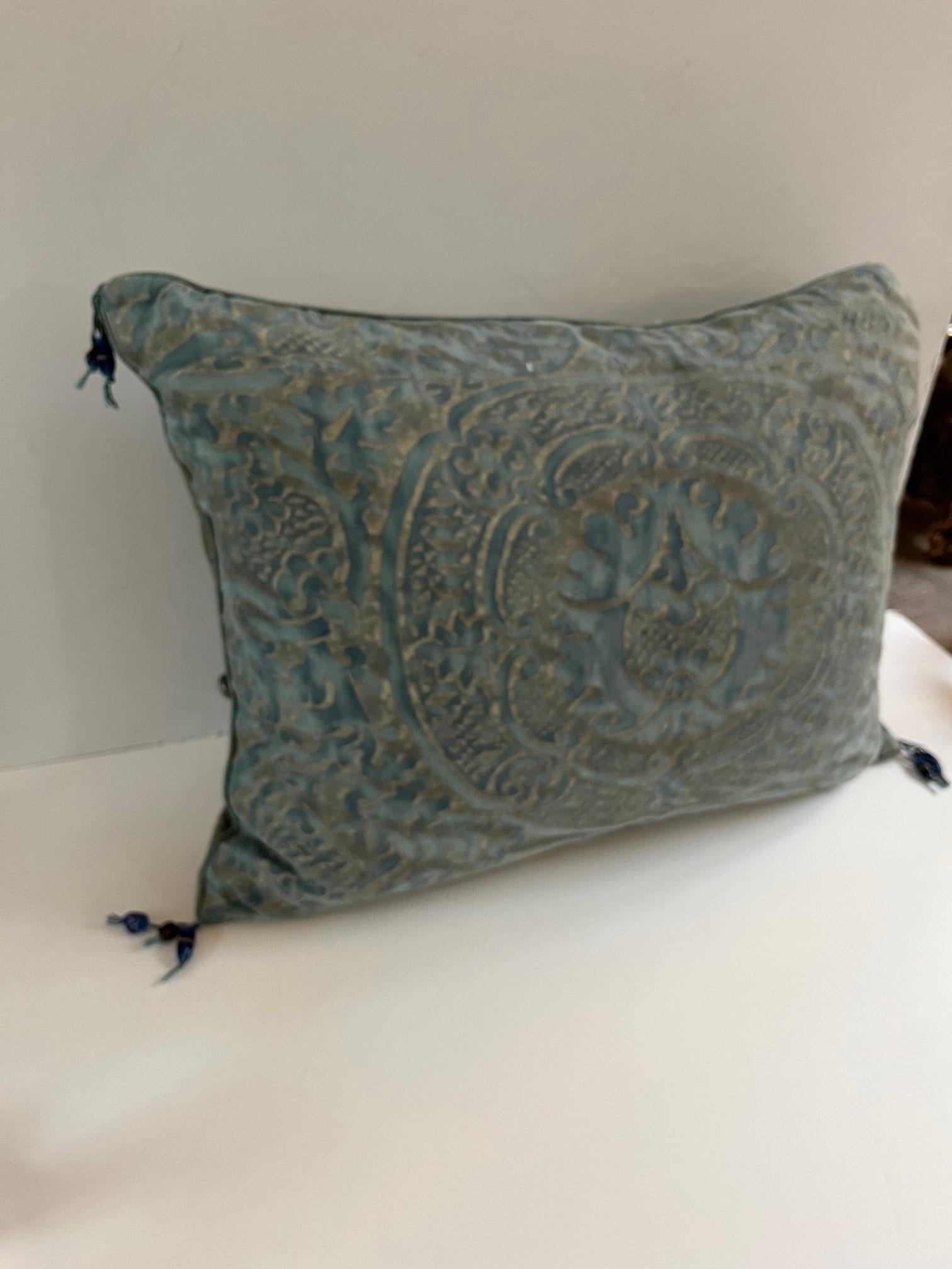 Vintage Fortuny Fabric Pillow For Sale 1
