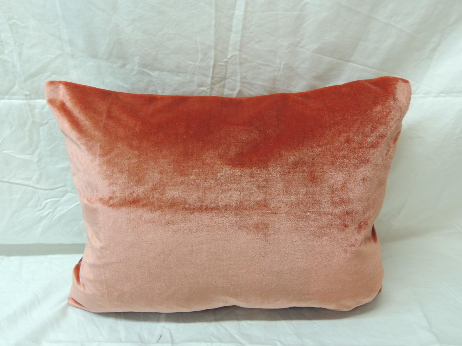 Italian Vintage Fortuny “Glicine” Pattern Red and Silvery Decorative Bolster Pillow