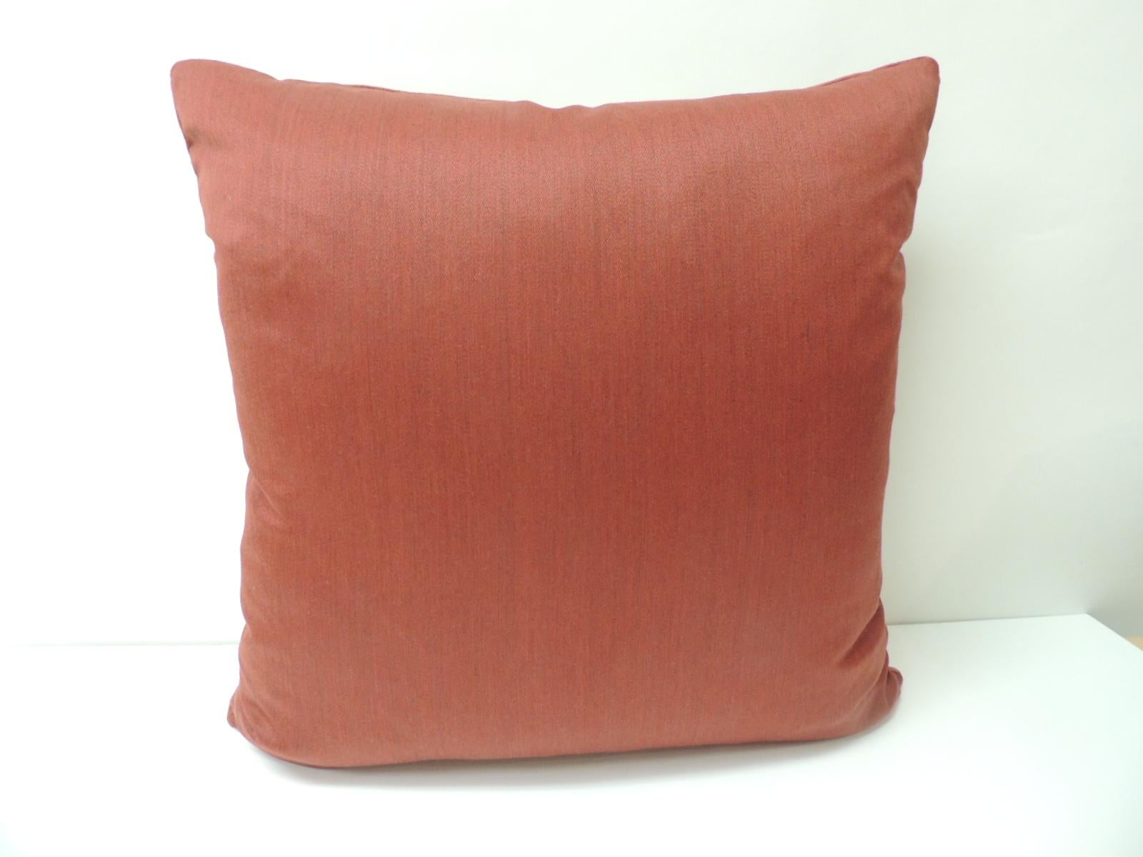 Italian Vintage Fortuny “Glicine” Pattern Red and Silvery Decorative Pillow