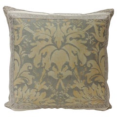 Vintage Fortuny "Lucrezia" Yellow on Silvery Decorative Pillow