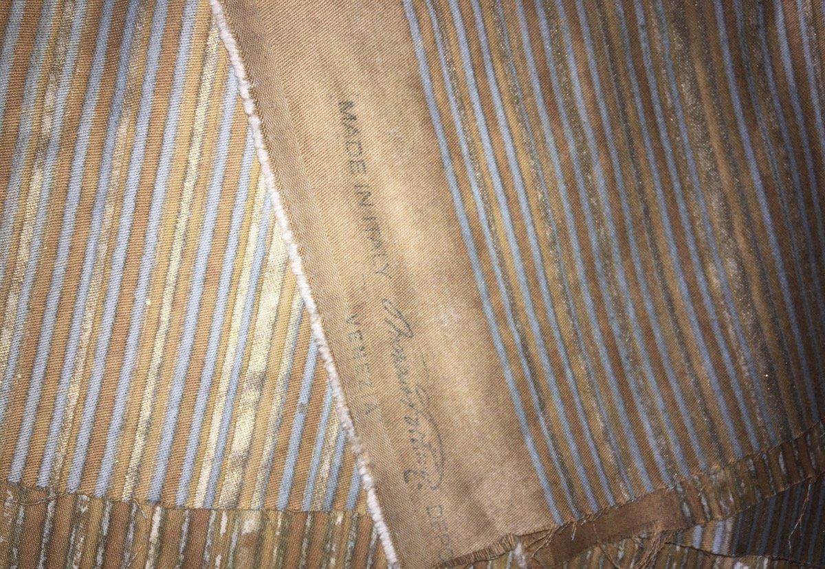 A Length of vintage Fortuny Malmaison fabric. Shades of rose, silvery-gold. In excellent condition.