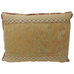 Vintage Fortuny “Medici” Orange on Silver Decorative Bolster Pillow