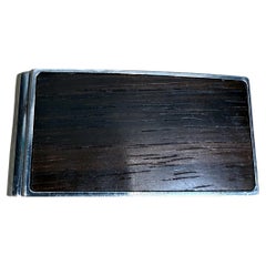 Vintage Fossil Geldklammer aus Holz und Metall