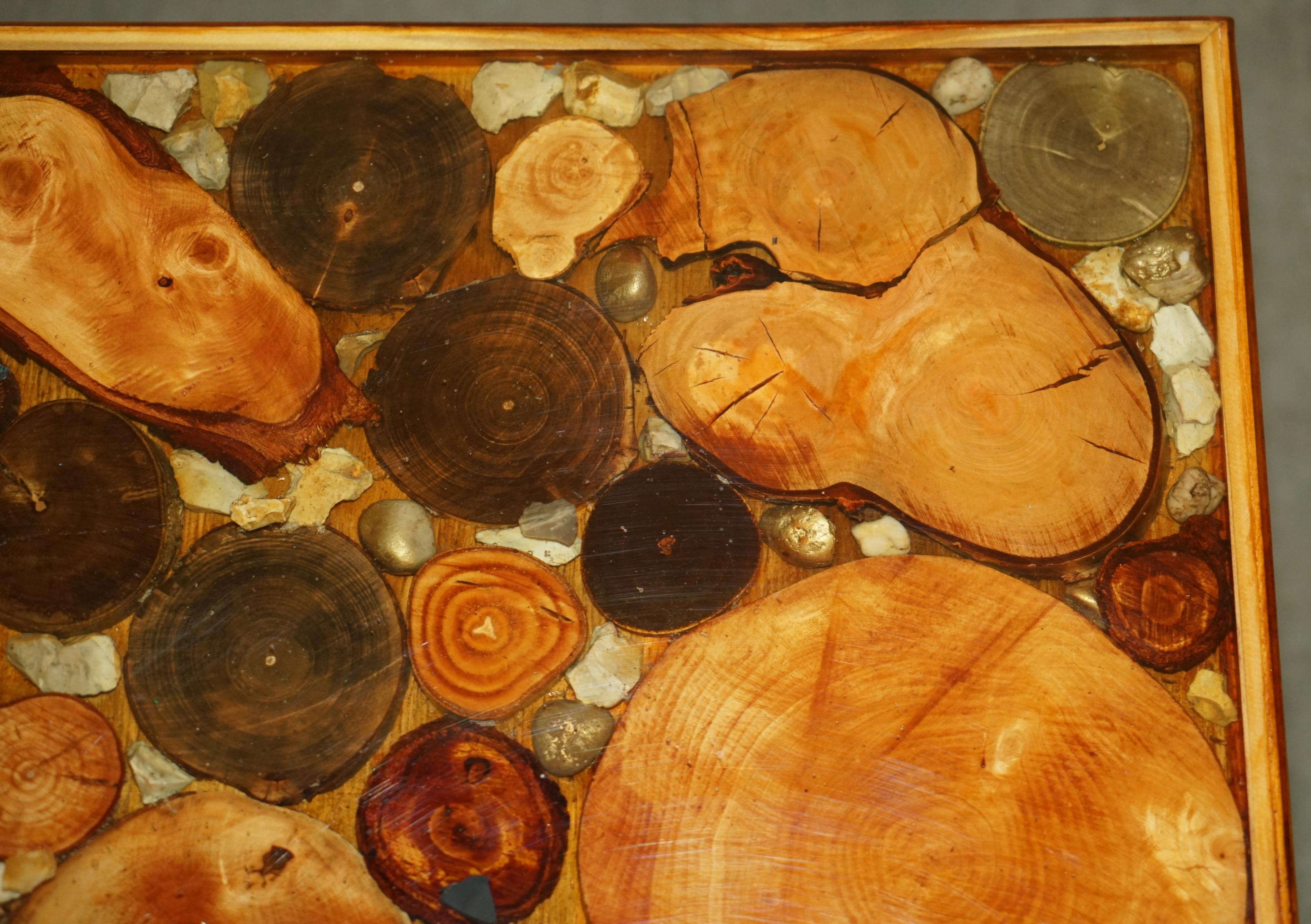 VINTAGE FOSSIL PETRIFIED WOOD SAMPLE COFFEE TABLE SUPER DECORATIVE & PRIMITiVE For Sale 2