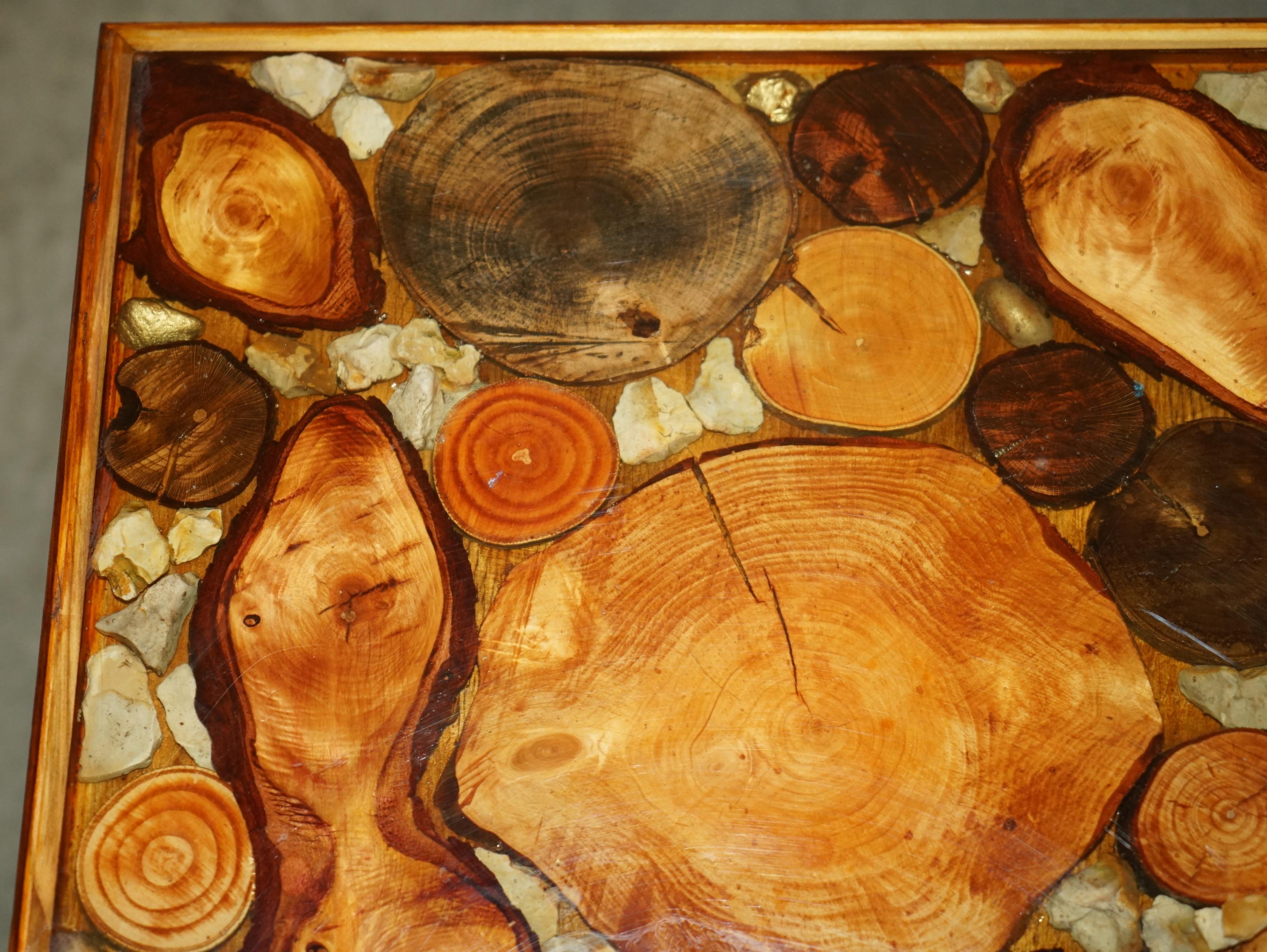 VINTAGE FOSSIL PETRIFIED WOOD SAMPLE COFFEE TABLE SUPER DECORATIVE & PRIMITiVE For Sale 3