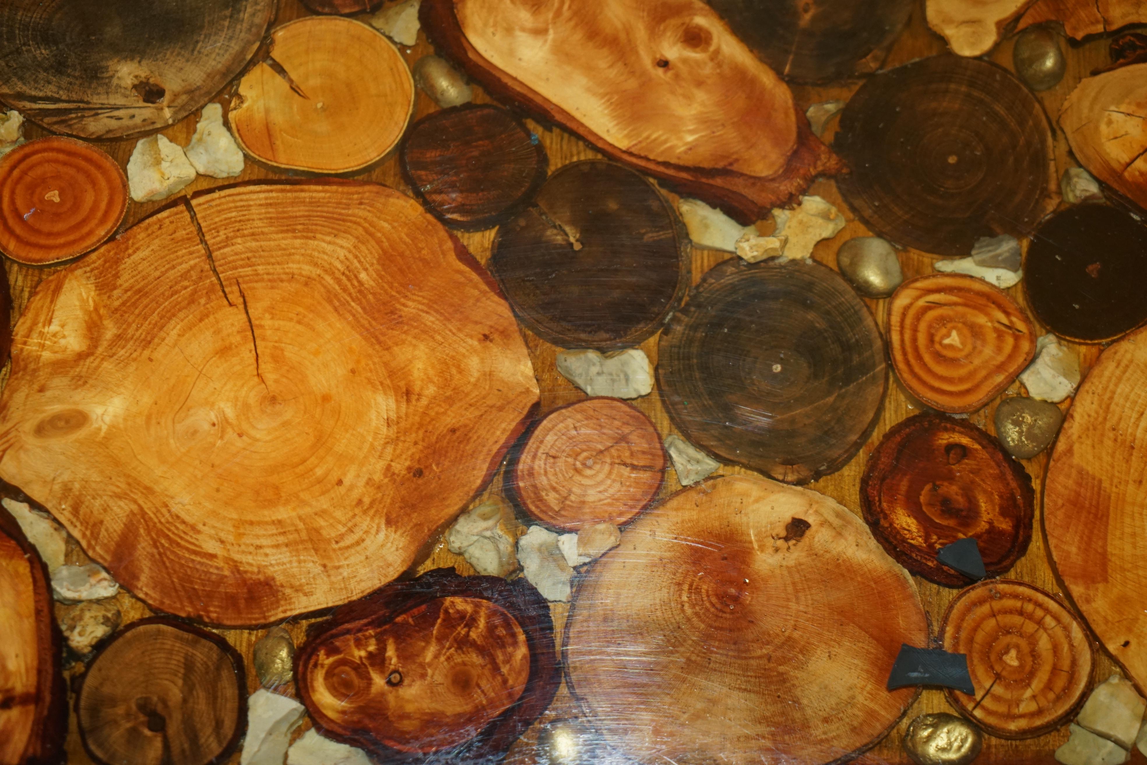VINTAGE FOSSIL PETRIFIED WOOD SAMPLE COFFEE TABLE SUPER DECORATIVE & PRIMITiVE For Sale 4