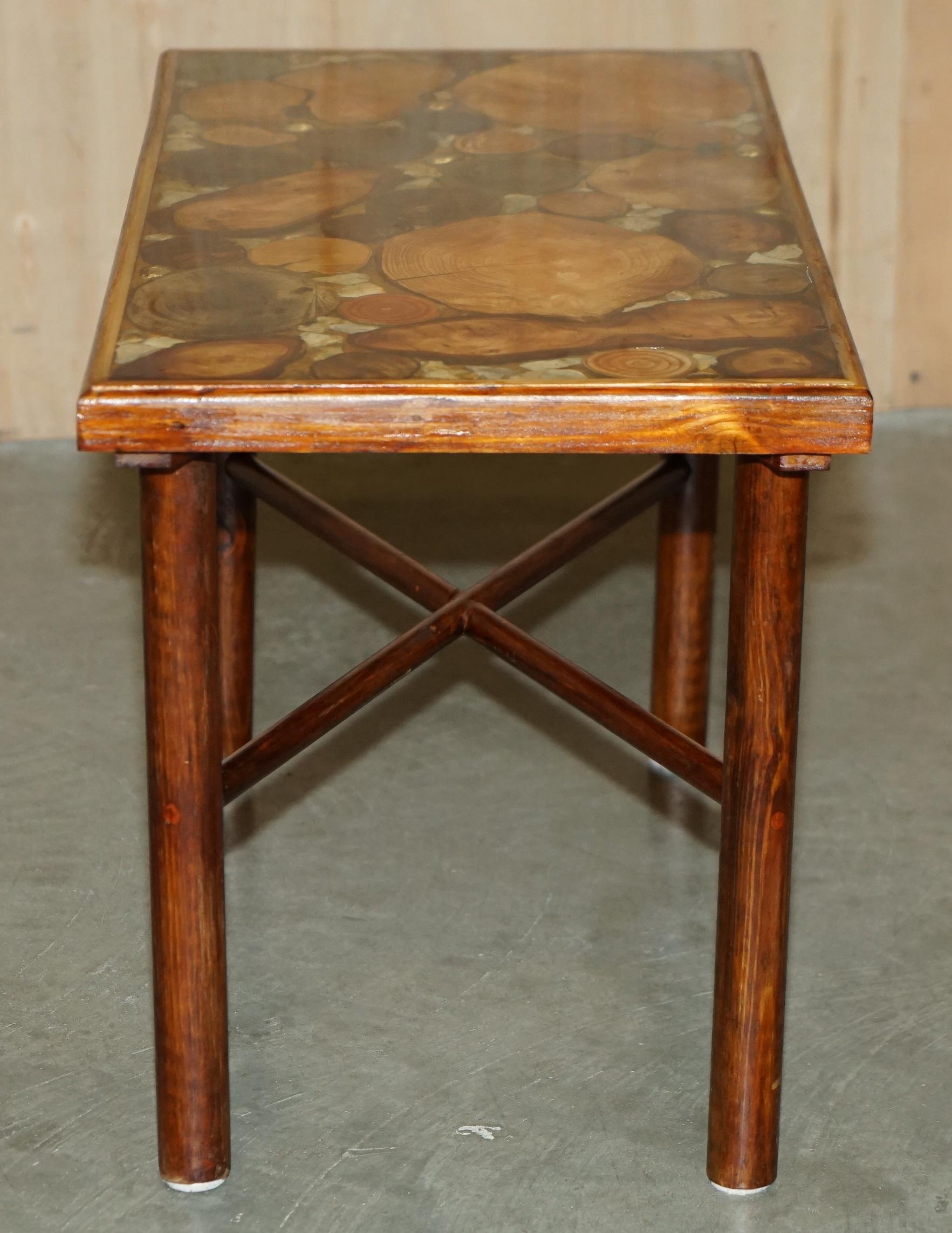 VINTAGE FOSSIL PETRIFIED WOOD SAMPLE COFFEE TABLE SUPER DECORATIVE & PRIMITiVE For Sale 6