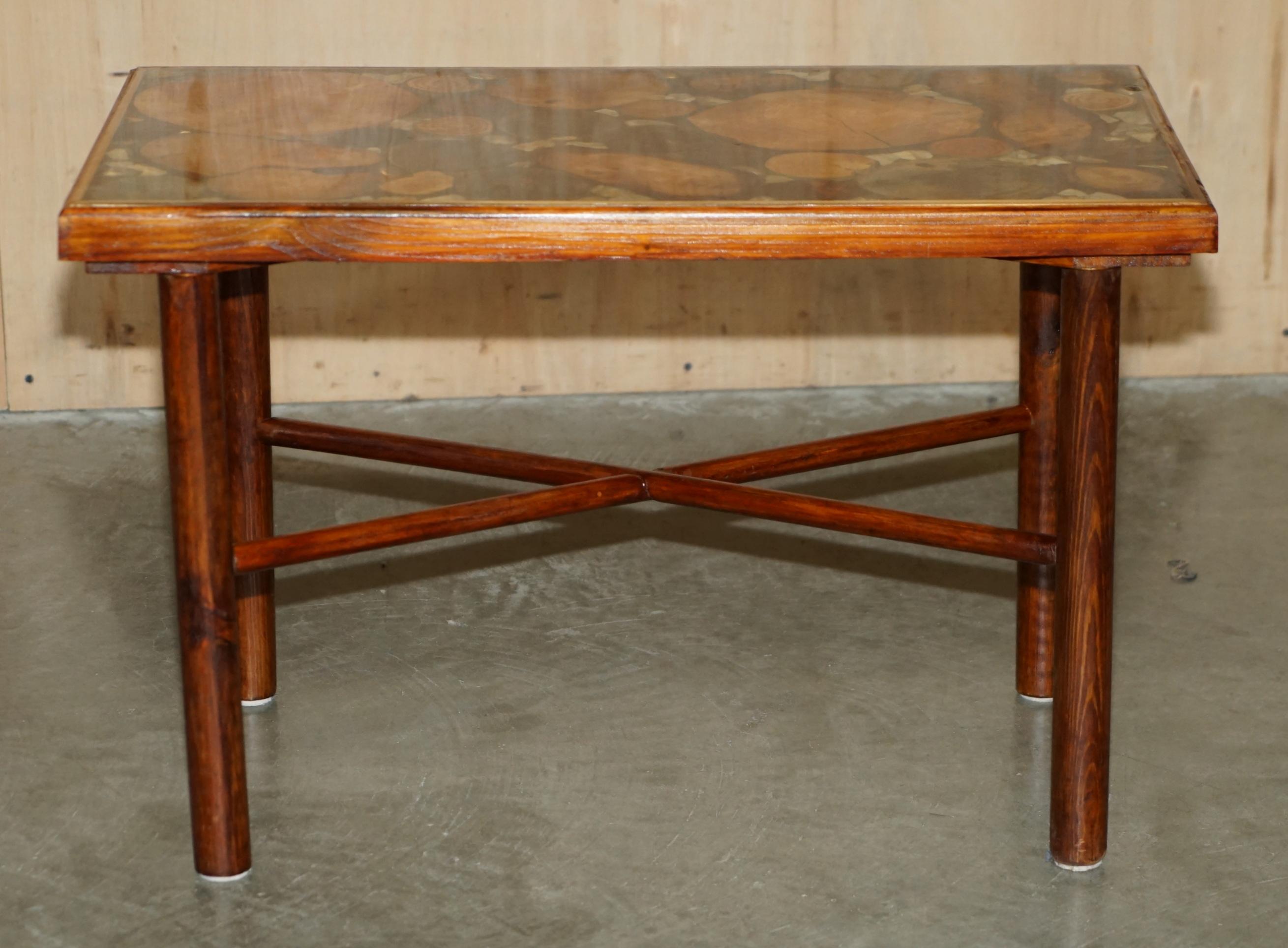 VINTAGE FOSSIL PETRIFIED WOOD SAMPLE COFFEE TABLE SUPER DECORATIVE & PRIMITiVE For Sale 7