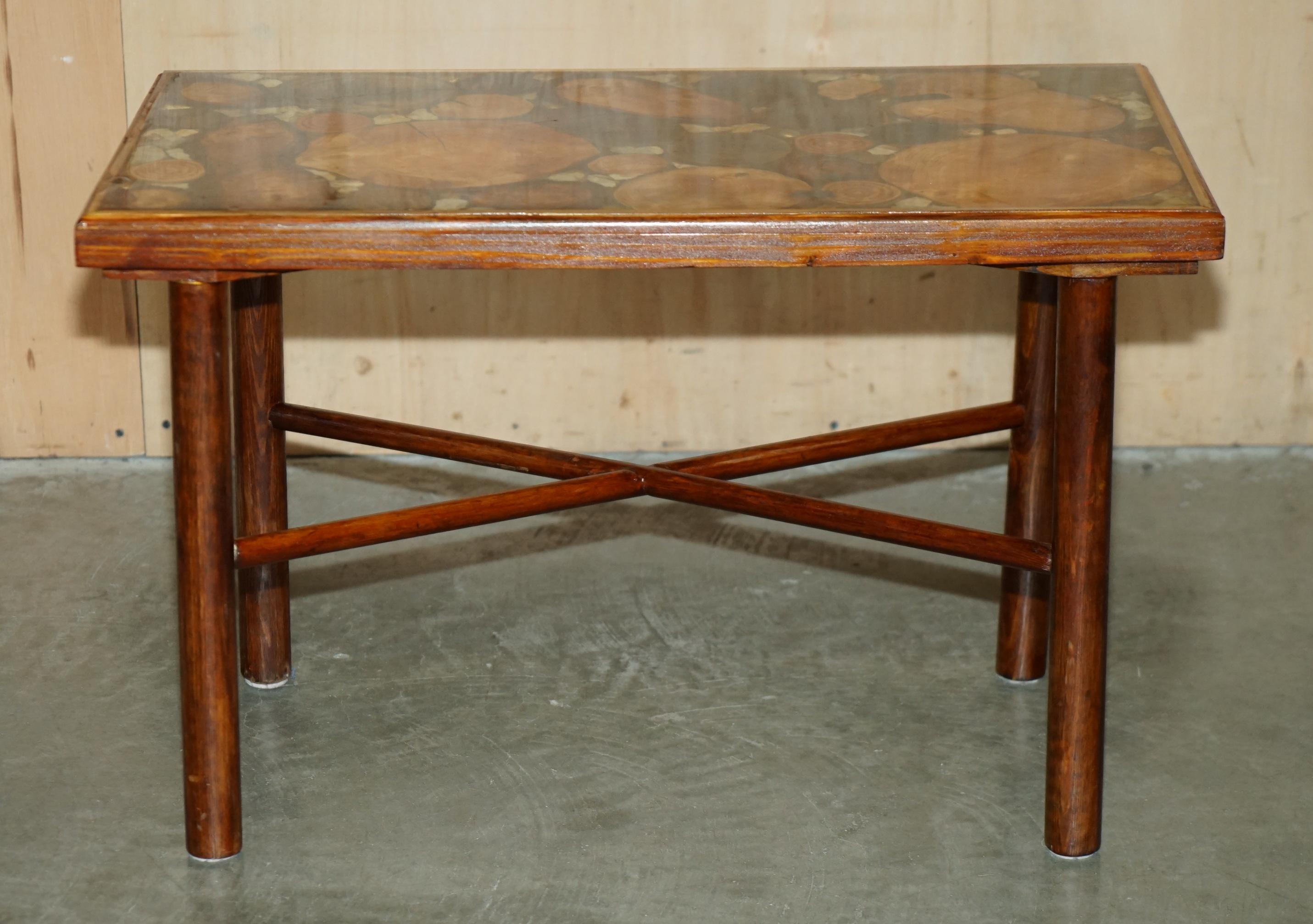 Country VINTAGE FOSSIL PETRIFIED WOOD SAMPLE COFFEE TABLE SUPER DECORATIVE & PRIMITiVE For Sale