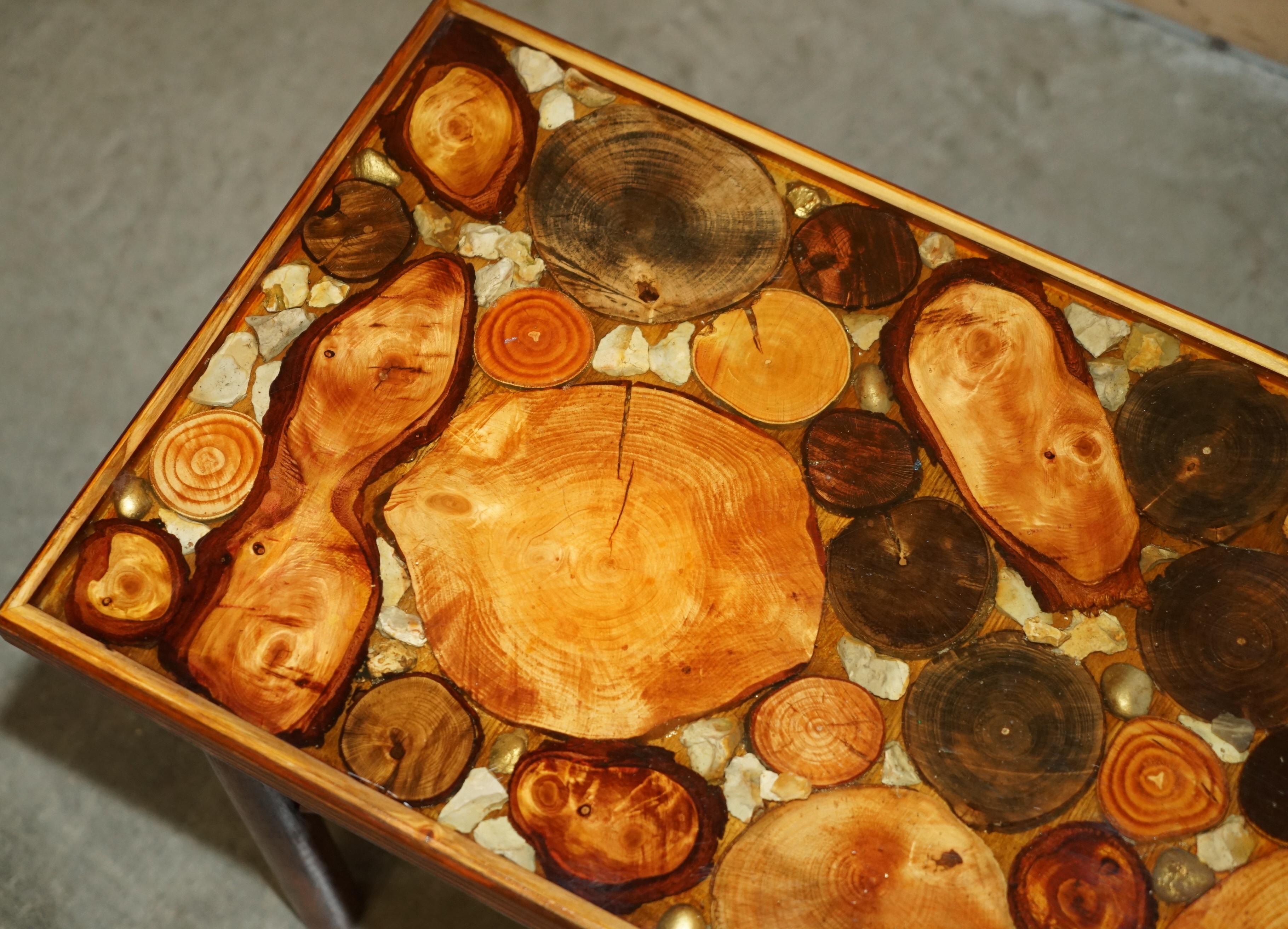 Hand-Crafted VINTAGE FOSSIL PETRIFIED WOOD SAMPLE COFFEE TABLE SUPER DECORATIVE & PRIMITiVE For Sale