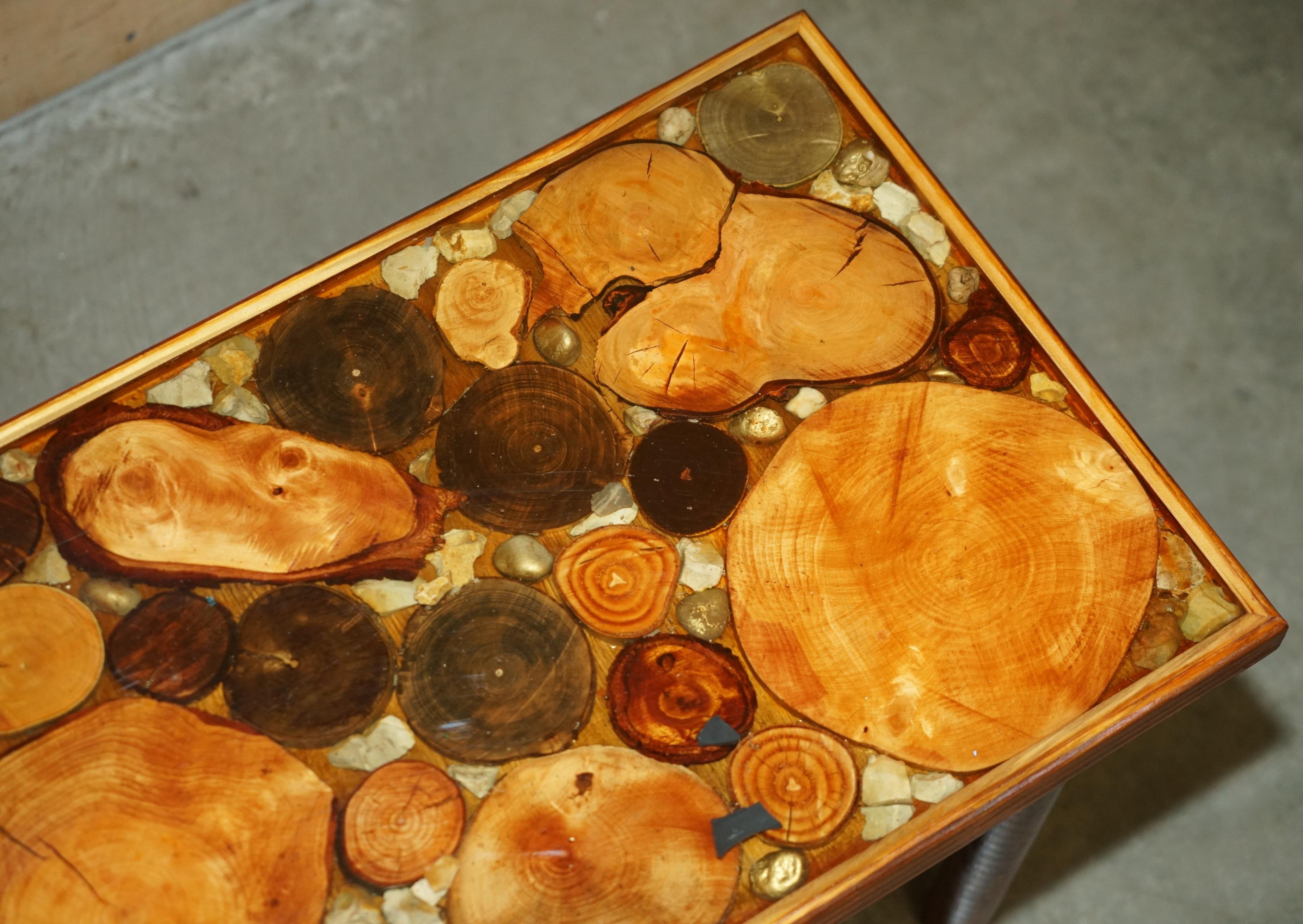 20th Century VINTAGE FOSSIL PETRIFIED WOOD SAMPLE COFFEE TABLE SUPER DECORATIVE & PRIMITiVE For Sale