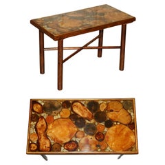 VINTAGE FOSSIL PETRIFIED WOOD SAMPLE COFFEE TABLE SUPER DECORATIVE & PRIMITiVE