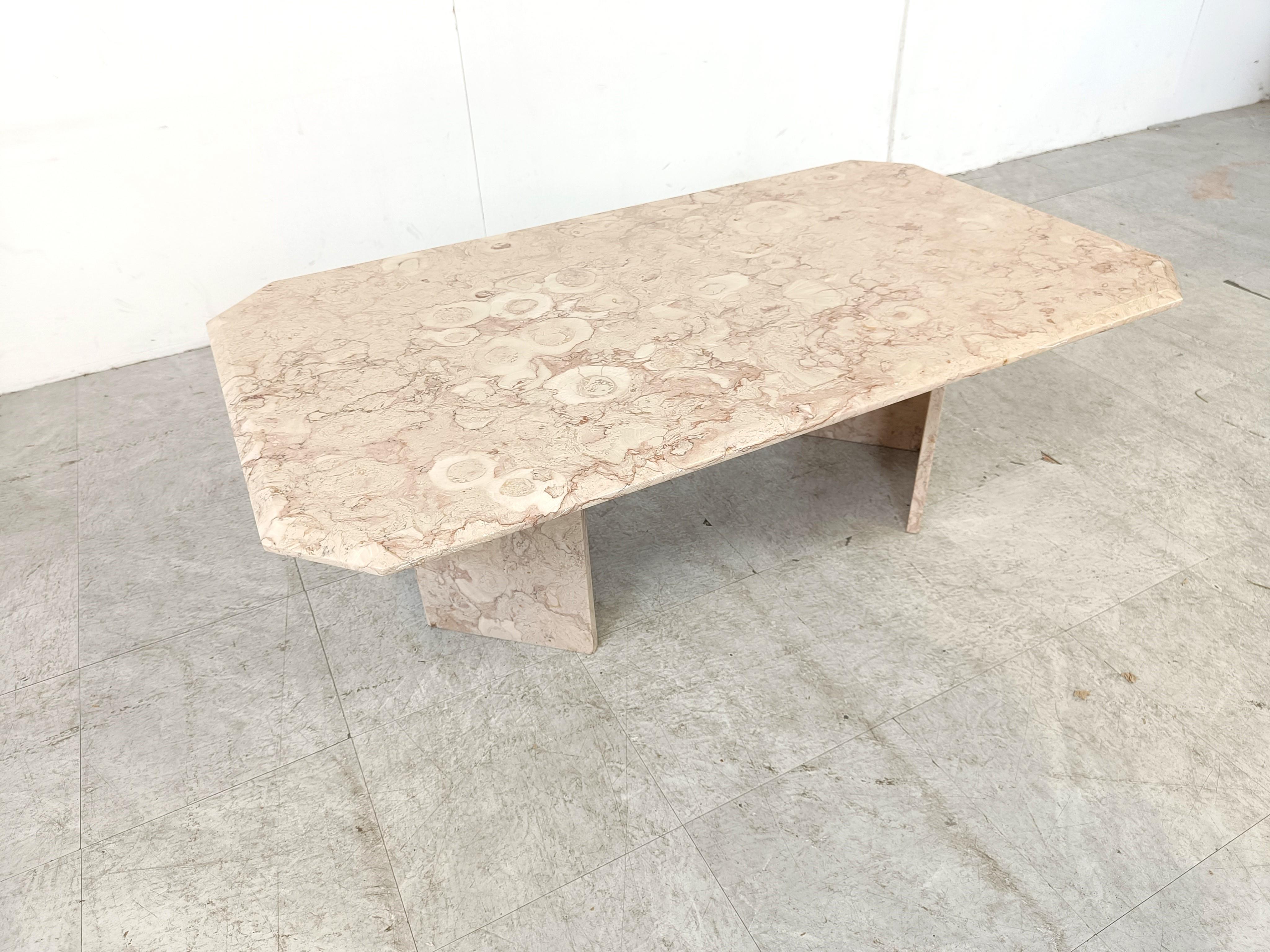 Vintage fossil stone coffee table, 1970s  For Sale 4