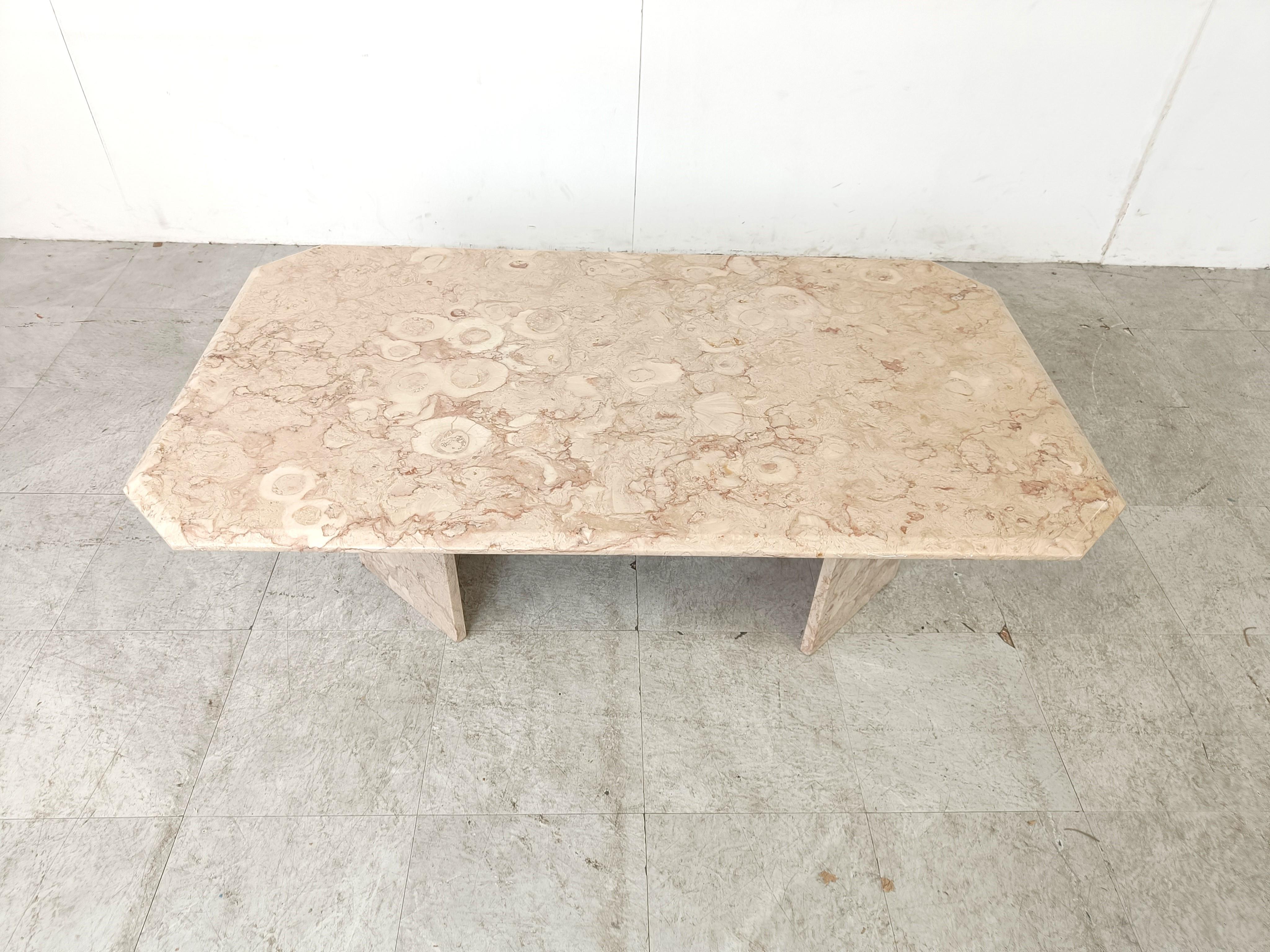 Mid-Century Modern Vintage fossil stone coffee table, 1970s  For Sale