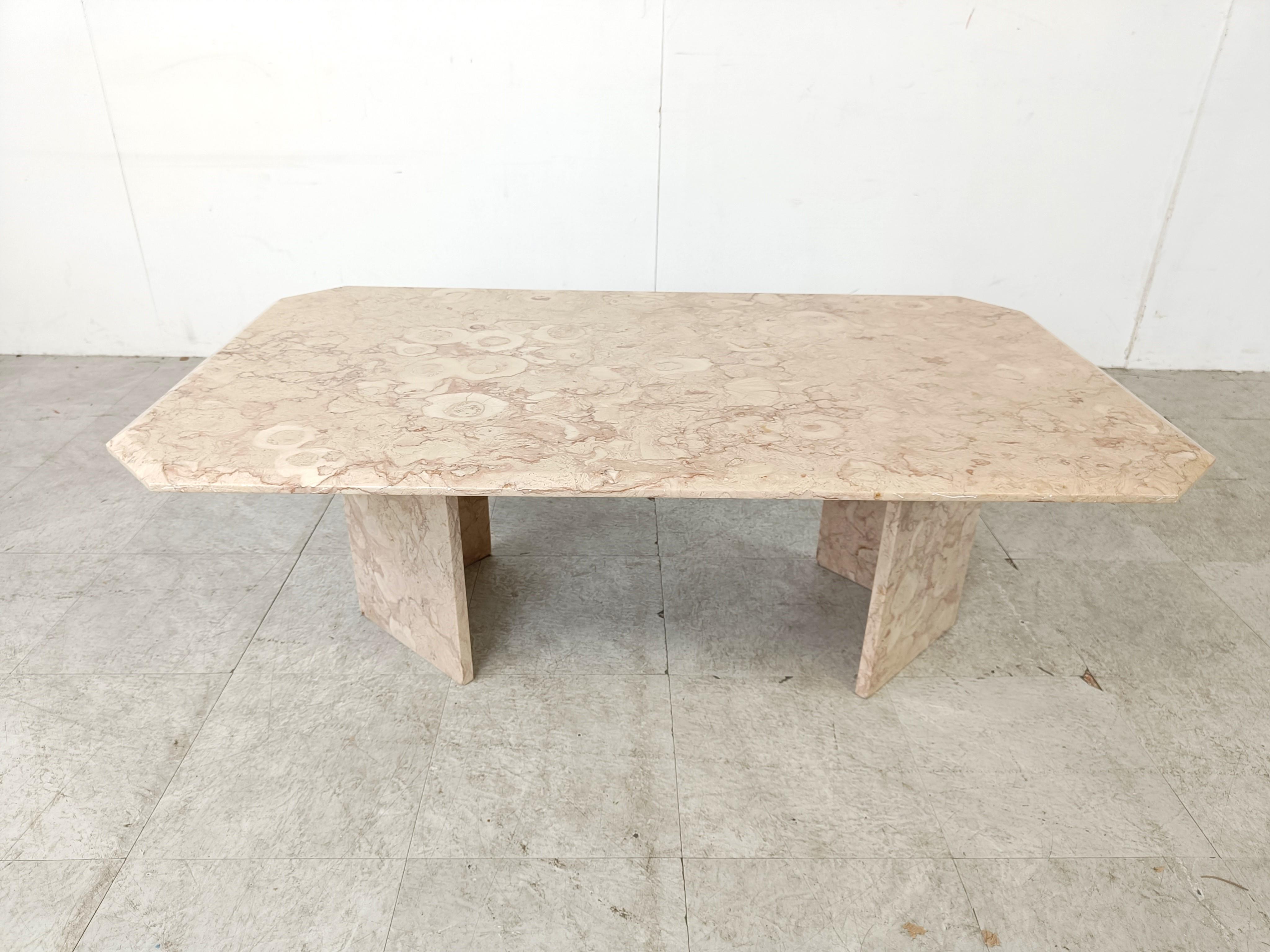 Italian Vintage fossil stone coffee table, 1970s  For Sale