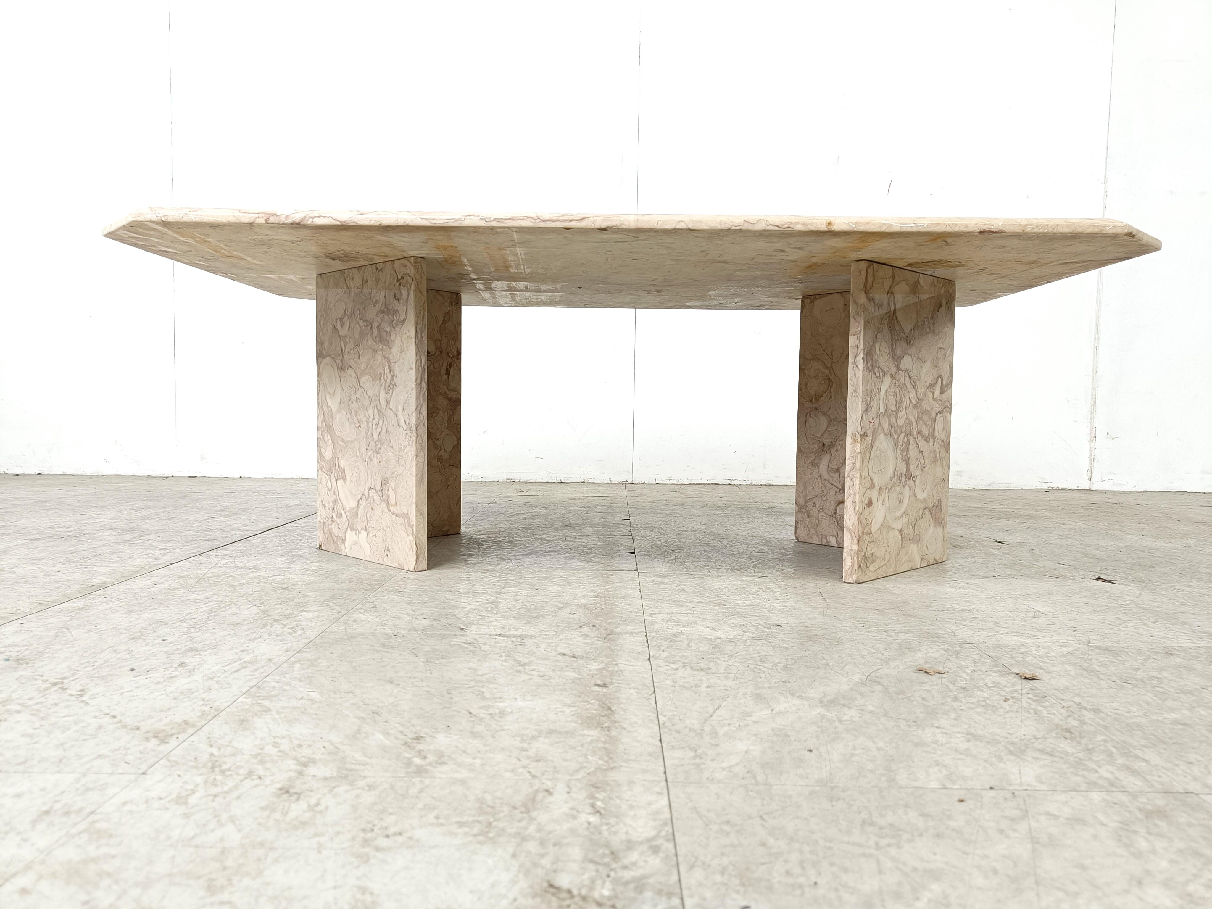 Late 20th Century Vintage fossil stone coffee table, 1970s  For Sale