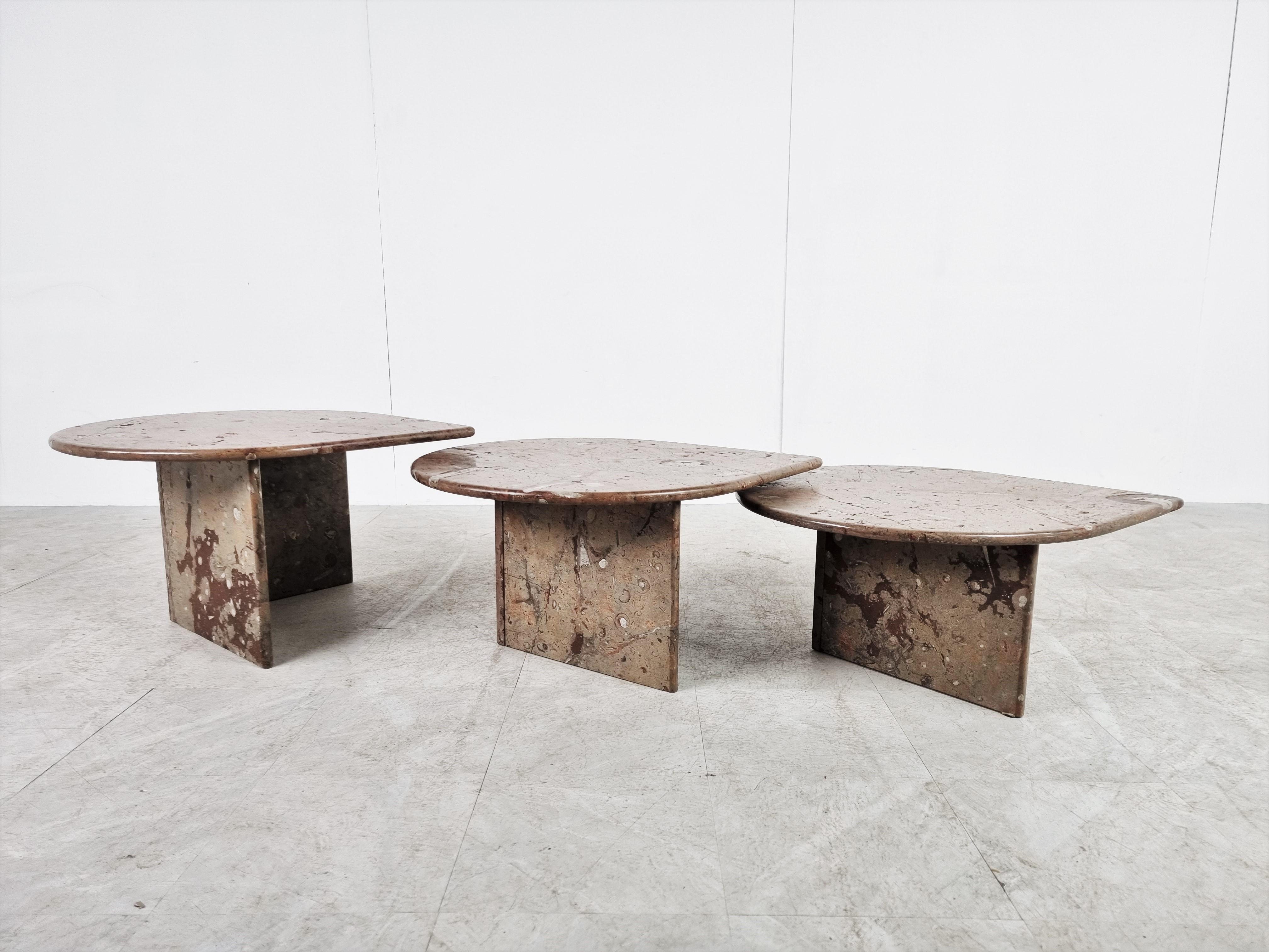 Italian Vintage Fossil Stone Side Tables, 1970s