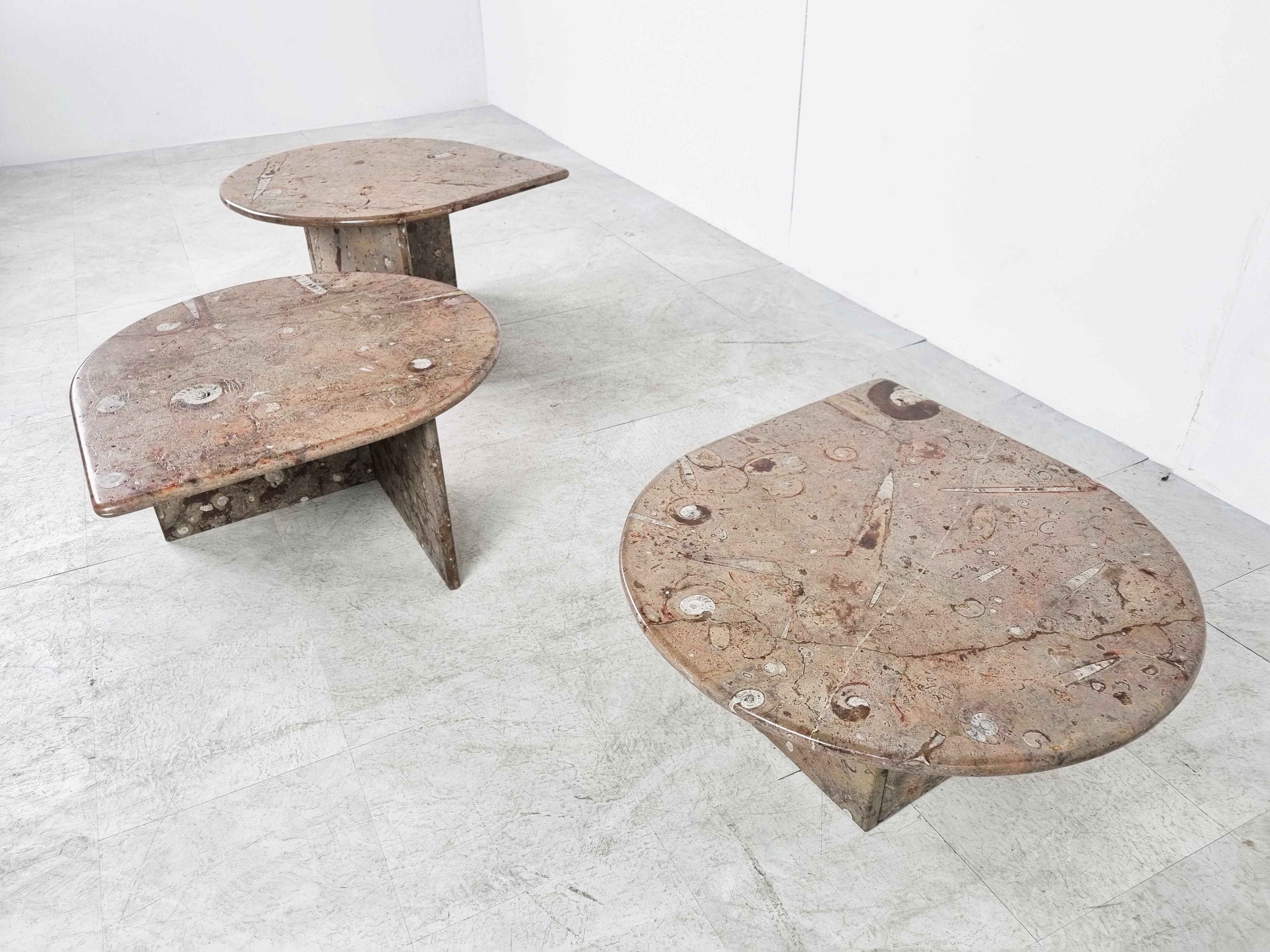 Vintage Fossil Stone Side Tables, 1970s 2