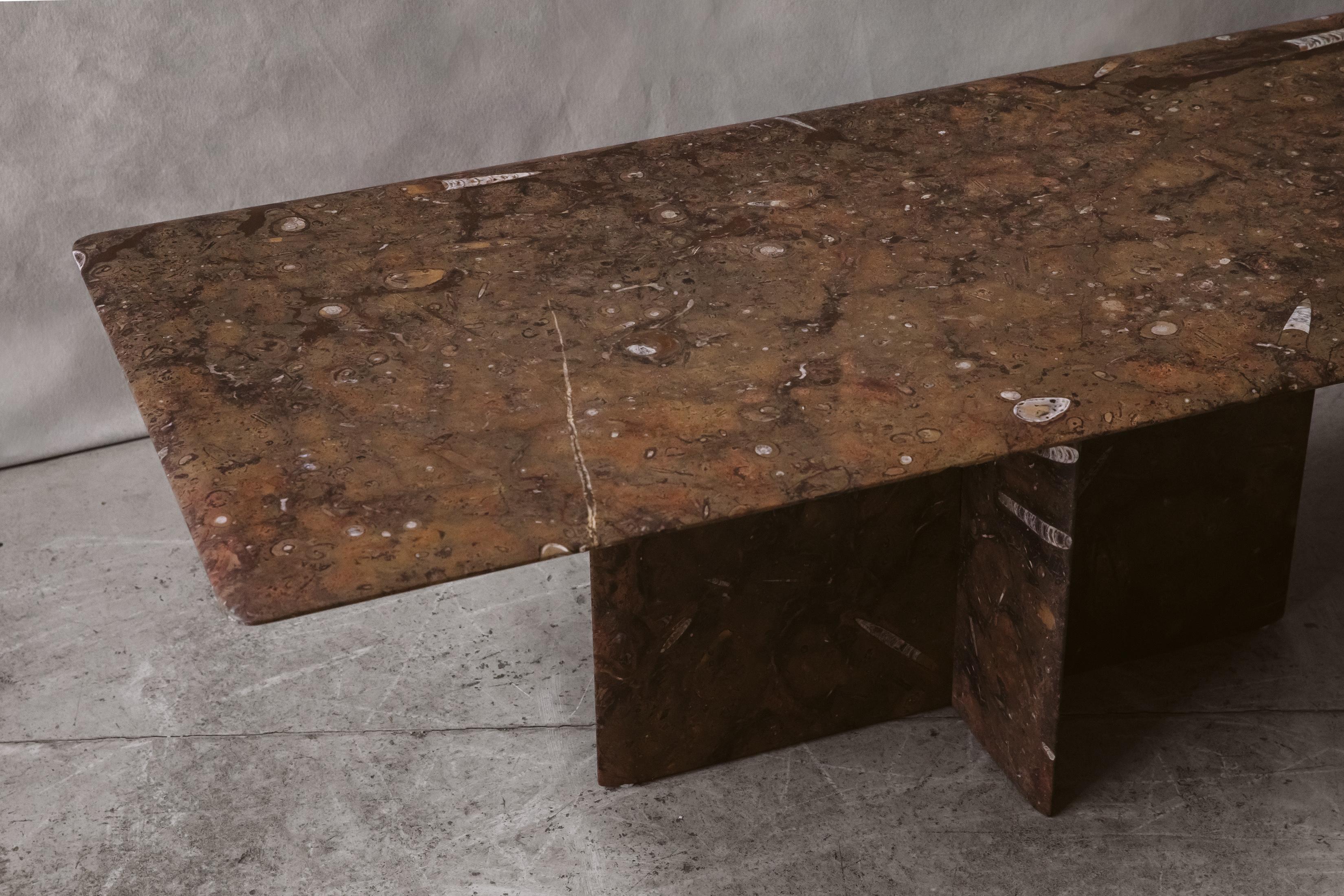 European Vintage Fossilized Stone Coffee Table, From Italy, Circa 1970