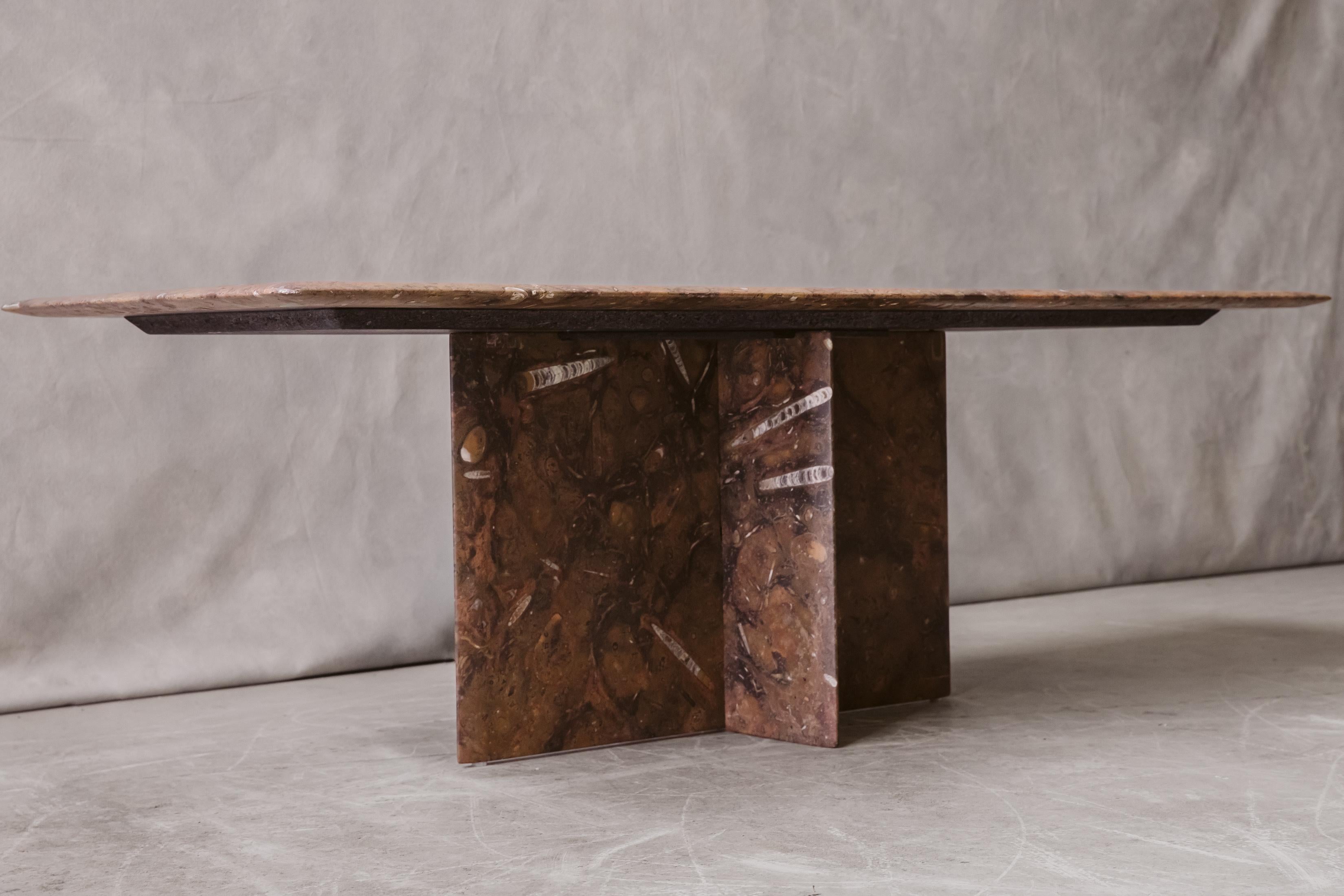 Late 20th Century Vintage Fossilized Stone Coffee Table, From Italy, Circa 1970