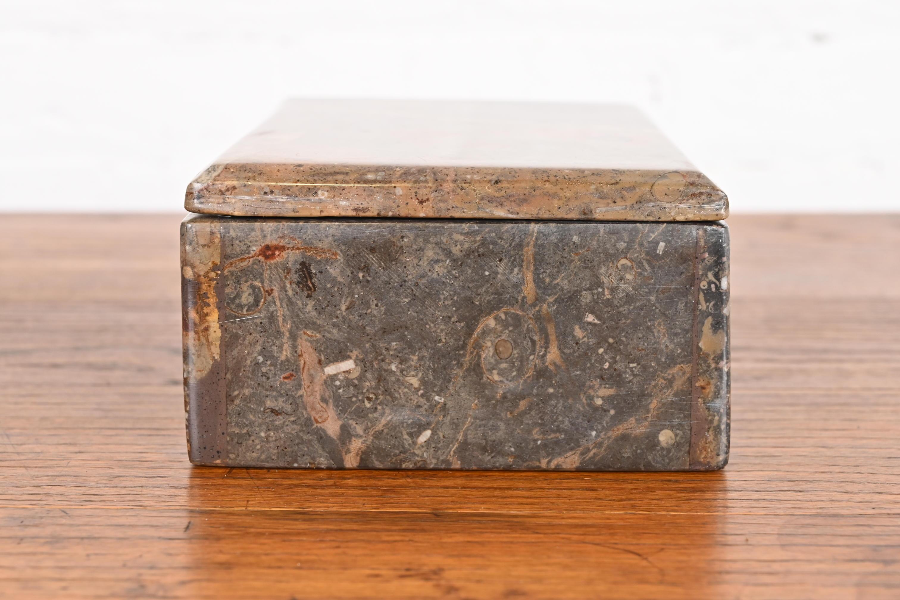 Vintage Fossilized Stone Dresser Box or Jewelry Box For Sale 8