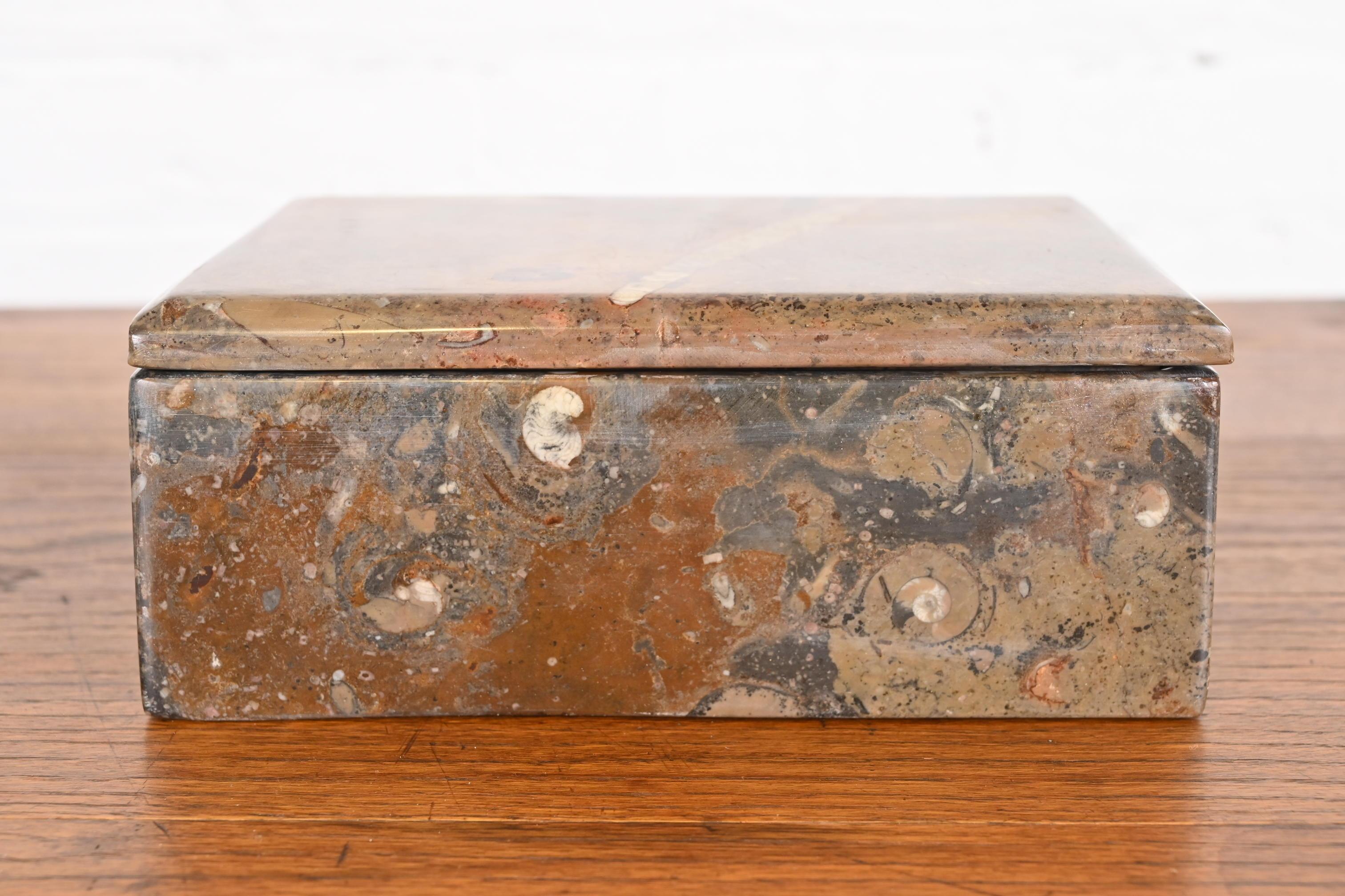 Vintage Fossilized Stone Dresser Box or Jewelry Box For Sale 9