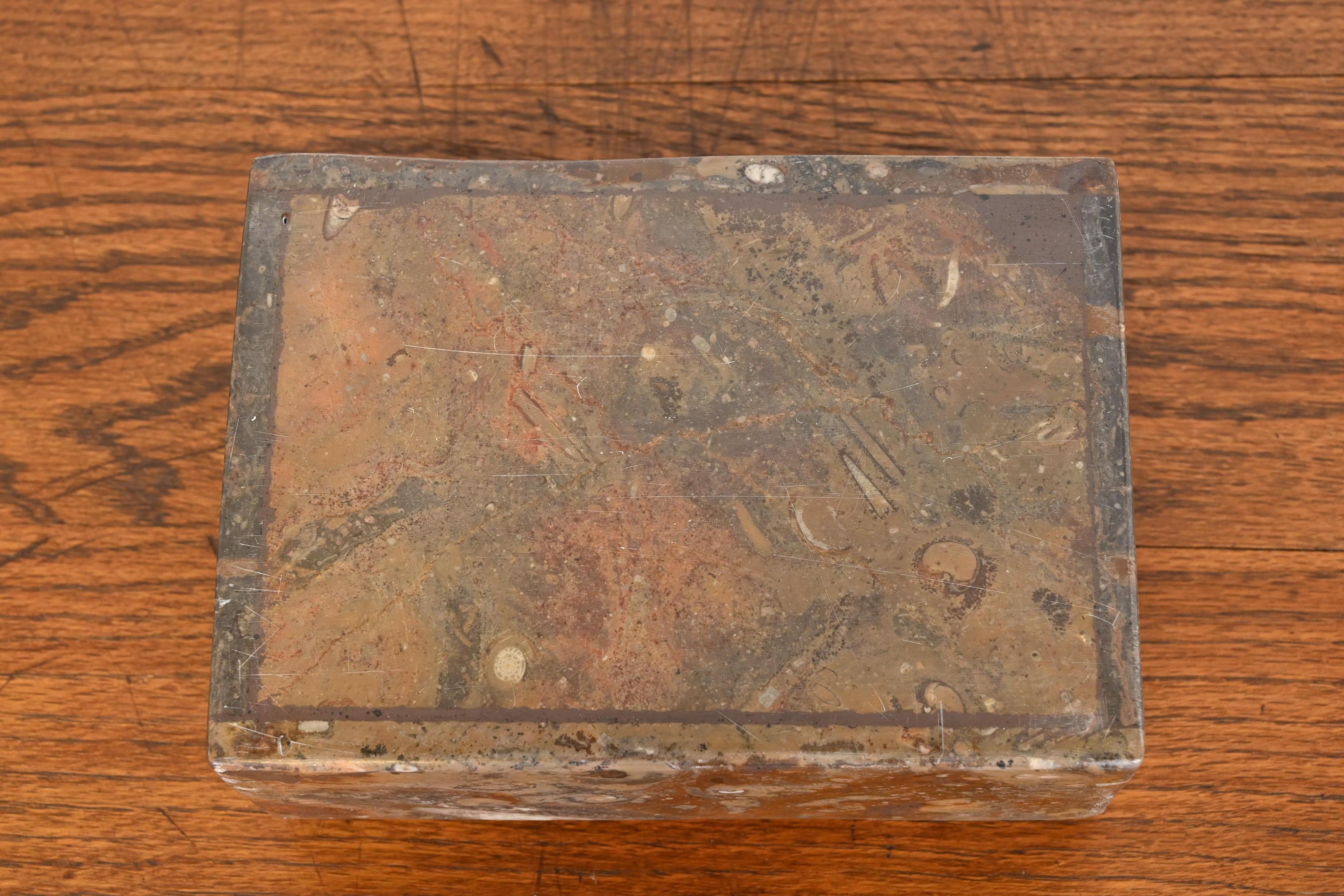 Vintage Fossilized Stone Dresser Box or Jewelry Box For Sale 11