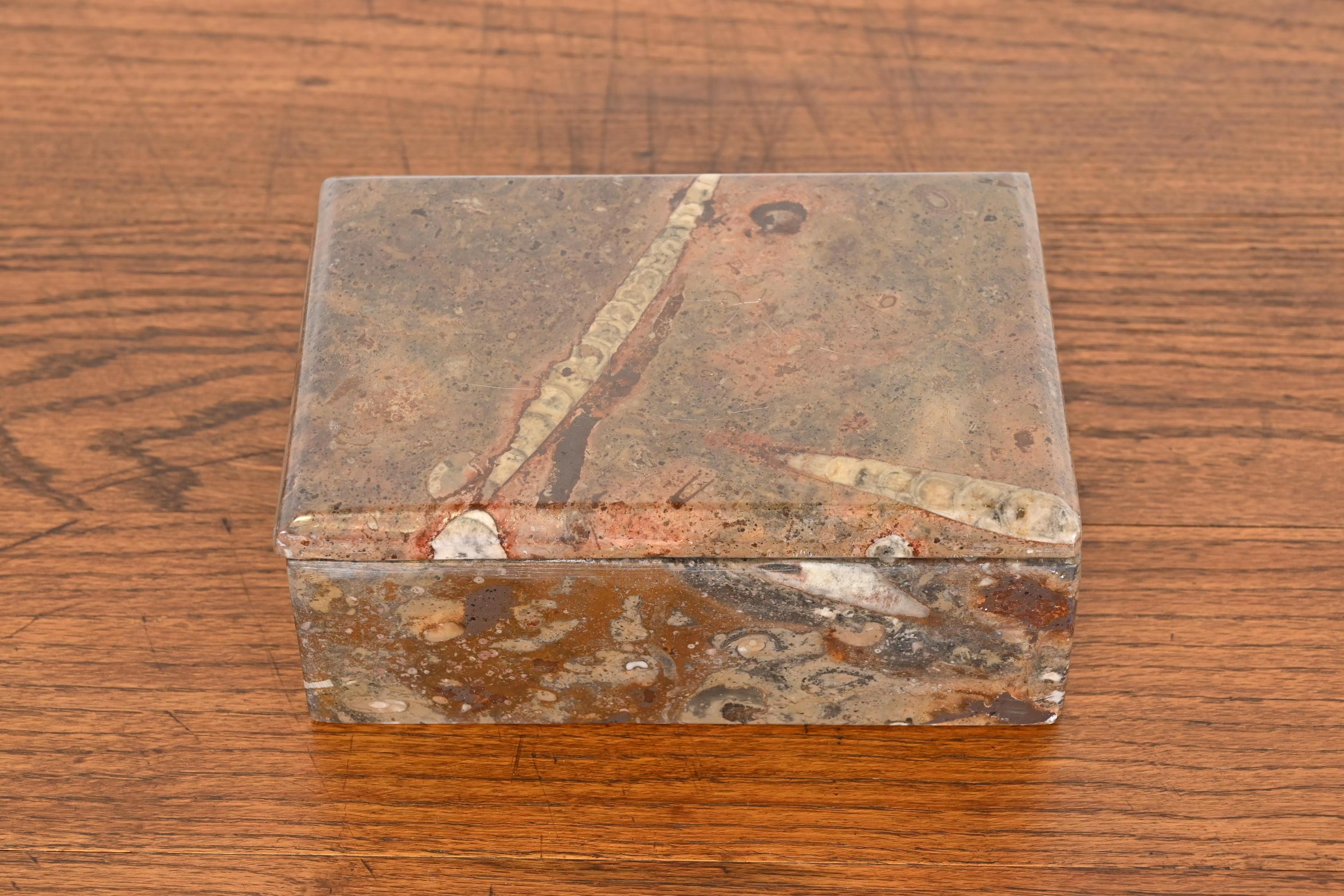 Organic Modern Vintage Fossilized Stone Dresser Box or Jewelry Box For Sale