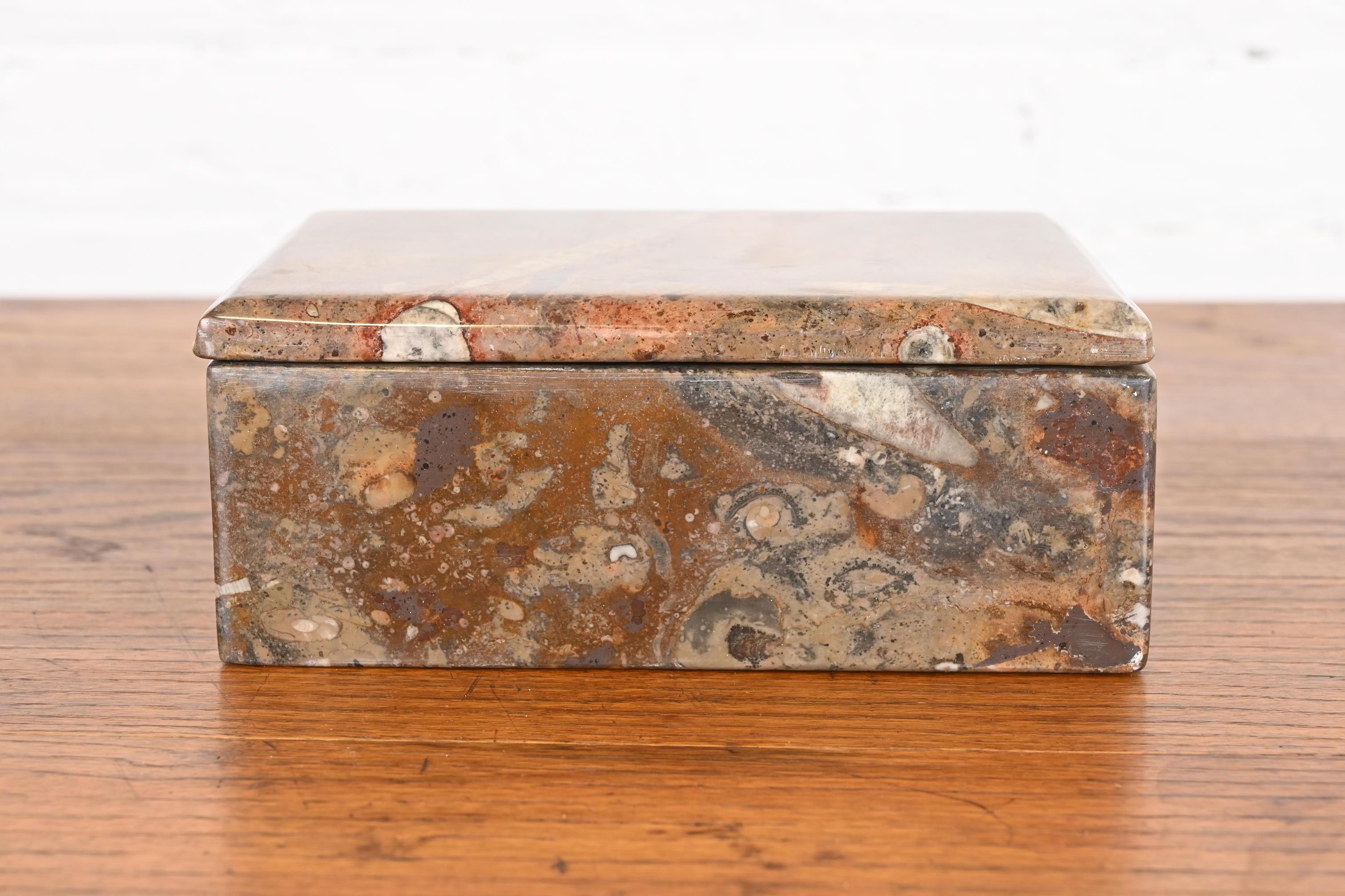 Vintage Fossilized Stone Dresser Box or Jewelry Box In Good Condition For Sale In South Bend, IN