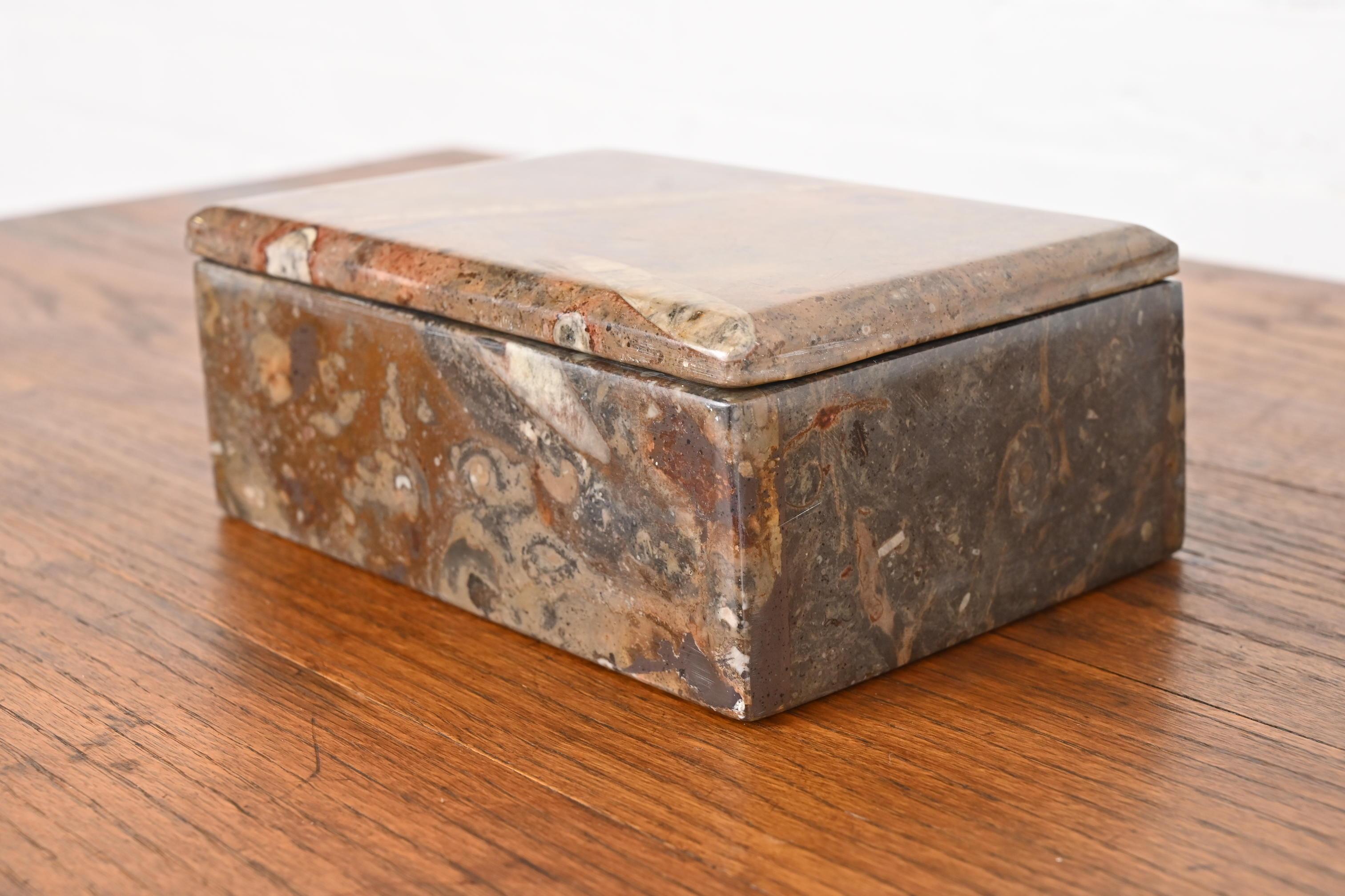 Vintage Fossilized Stone Dresser Box or Jewelry Box For Sale 1